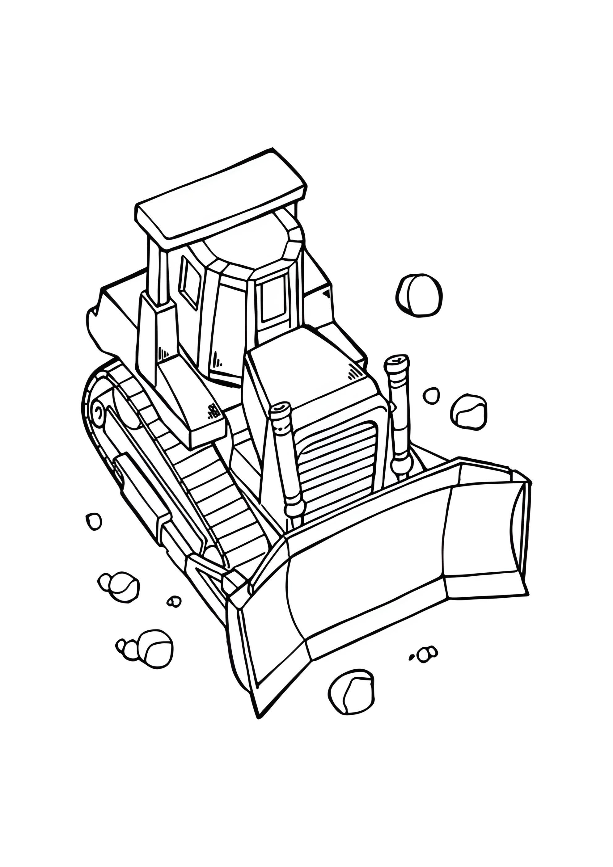 Раскраска Бульдозер вид сверху