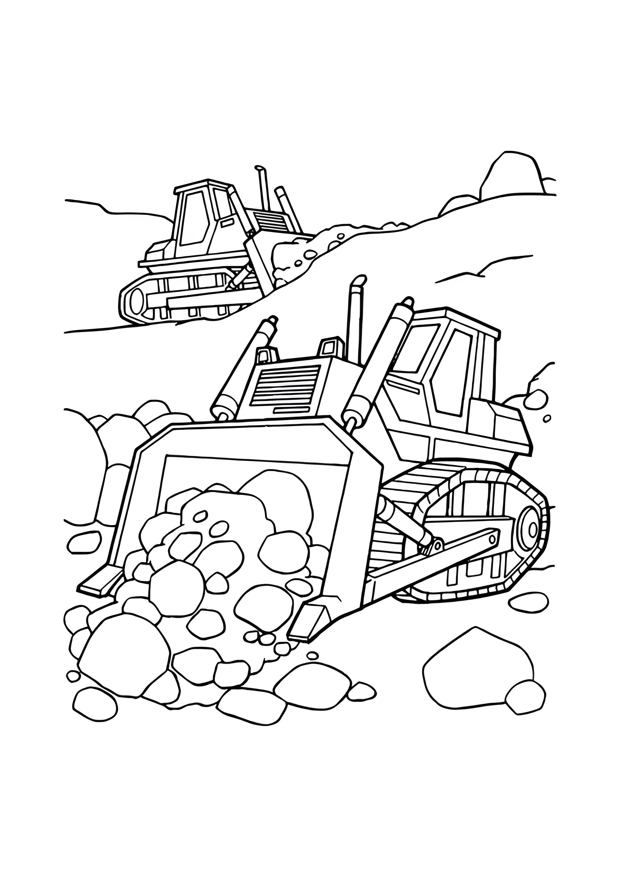 Раскраска Бульдозеры за работой