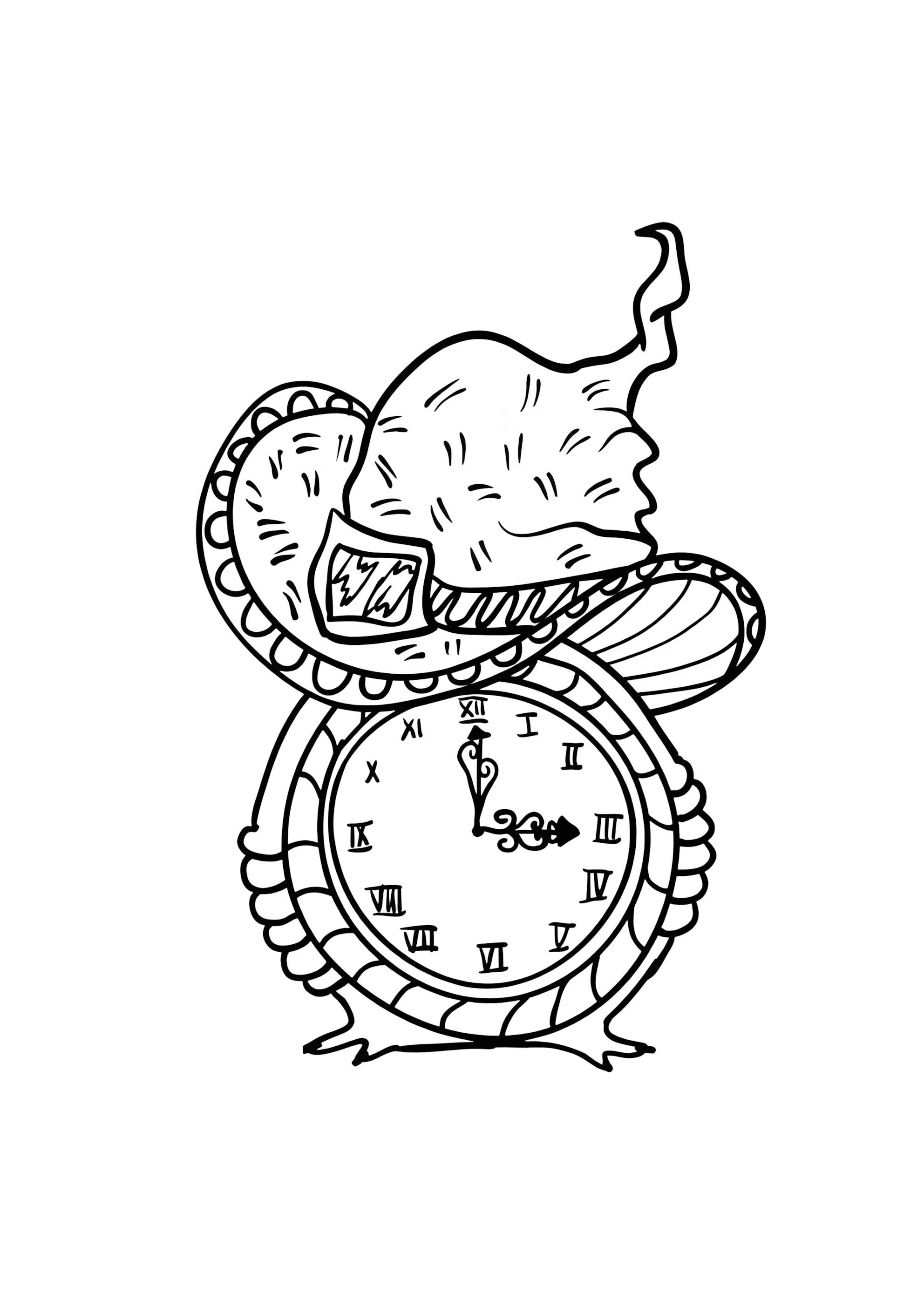 Раскраска Часы в шляпе