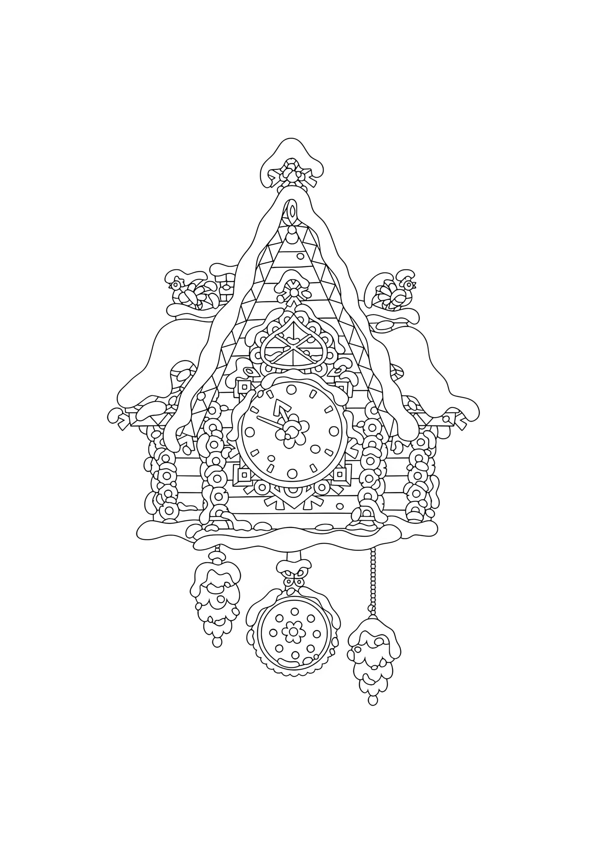 Раскраска Часы в снегу