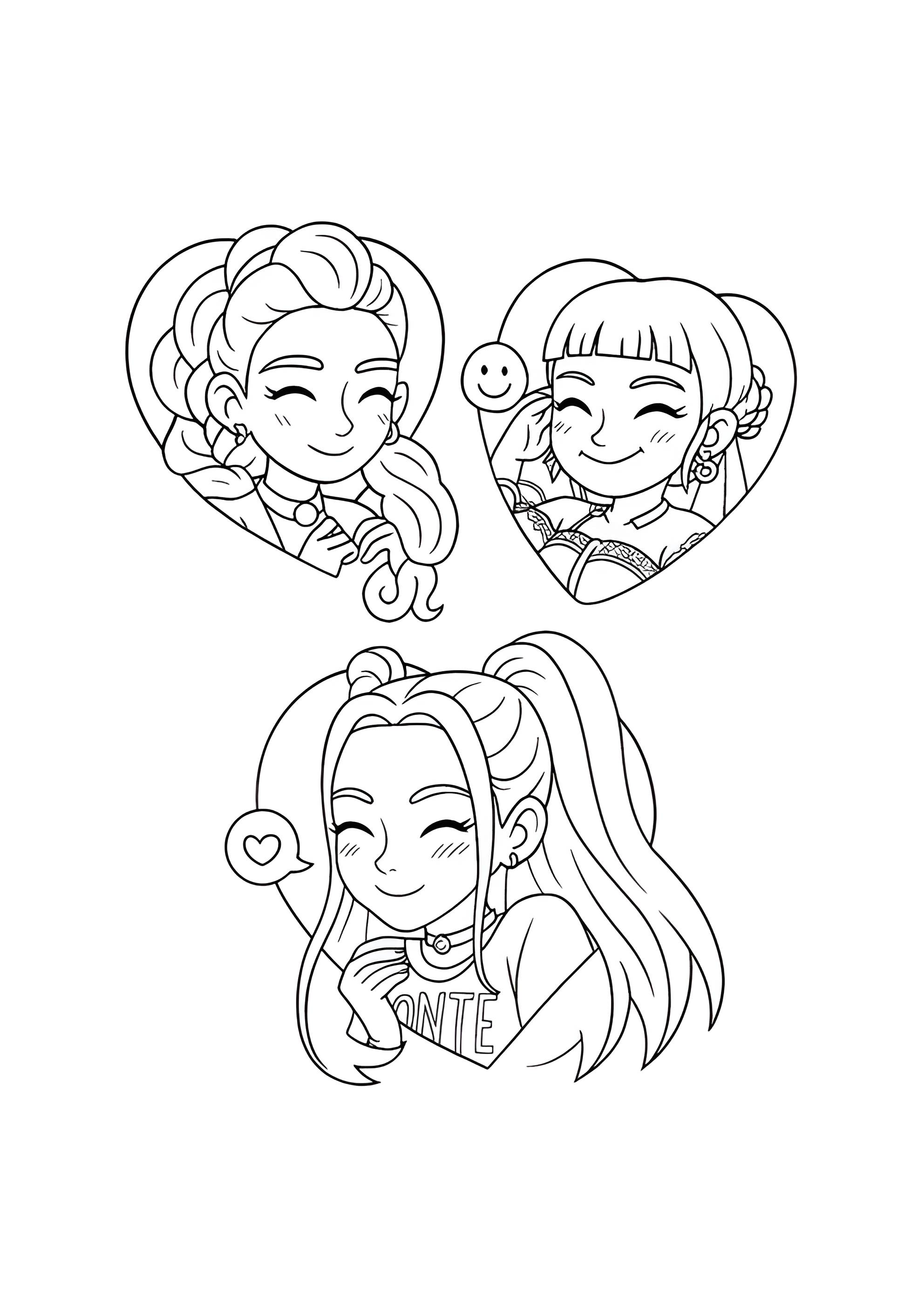 Раскраска Чиби Руми, Мира и Зои