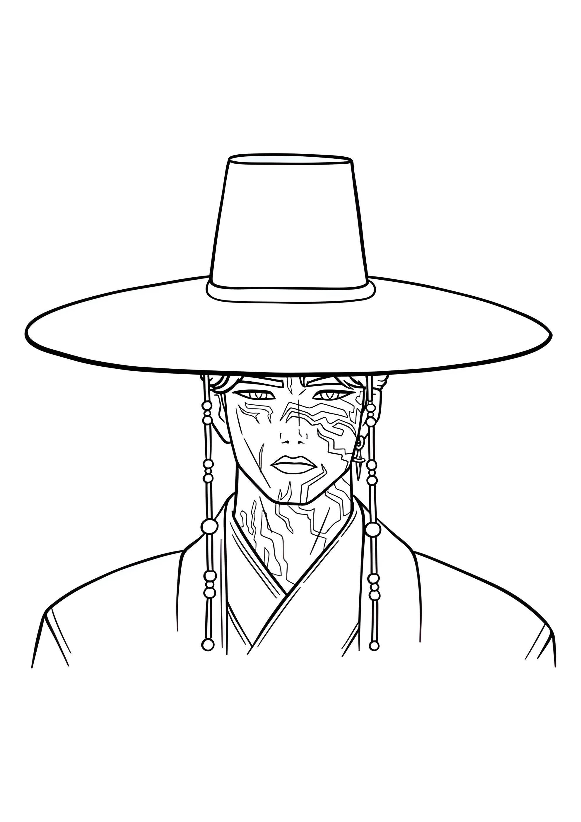 Раскраска Демон Джину в шляпе