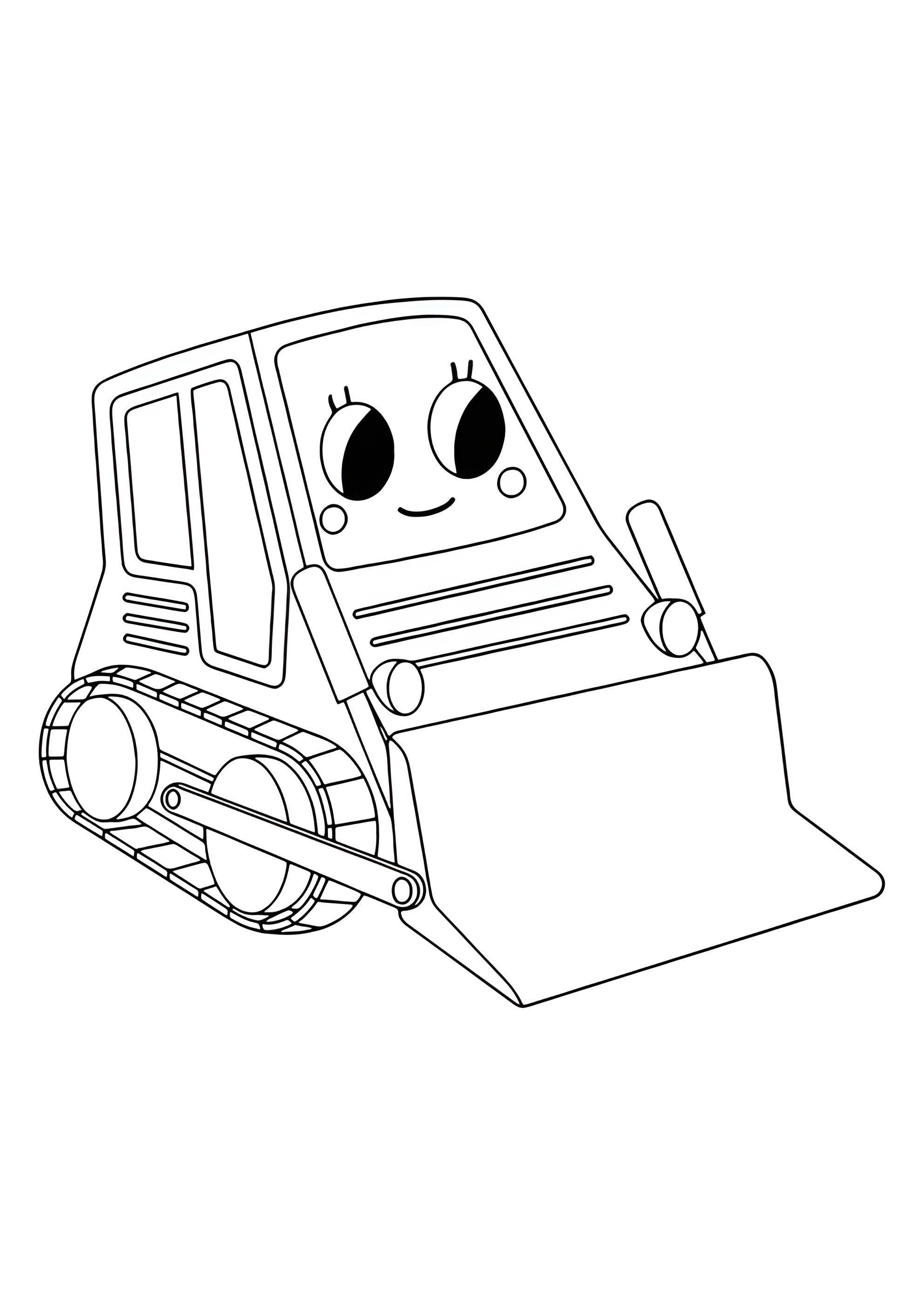 Раскраска Девочка бульдозер