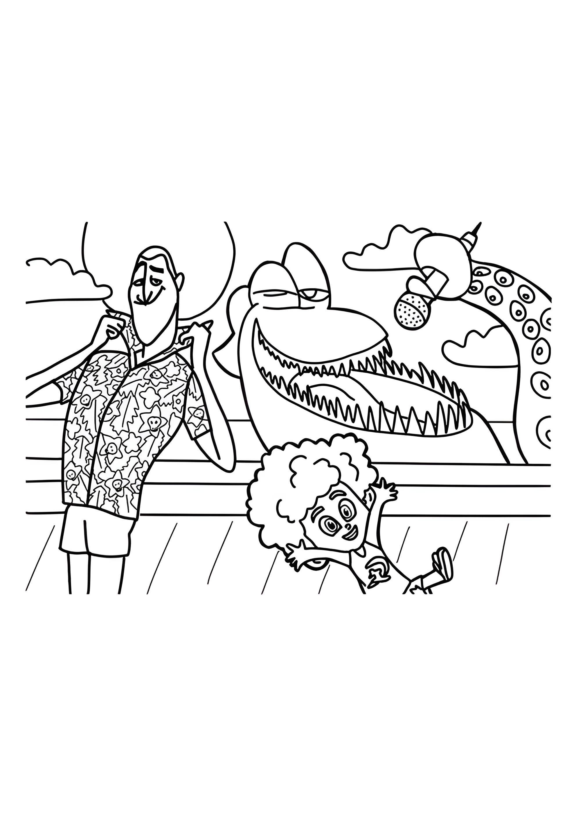 Раскраска Дракула, Деннис и Кракен