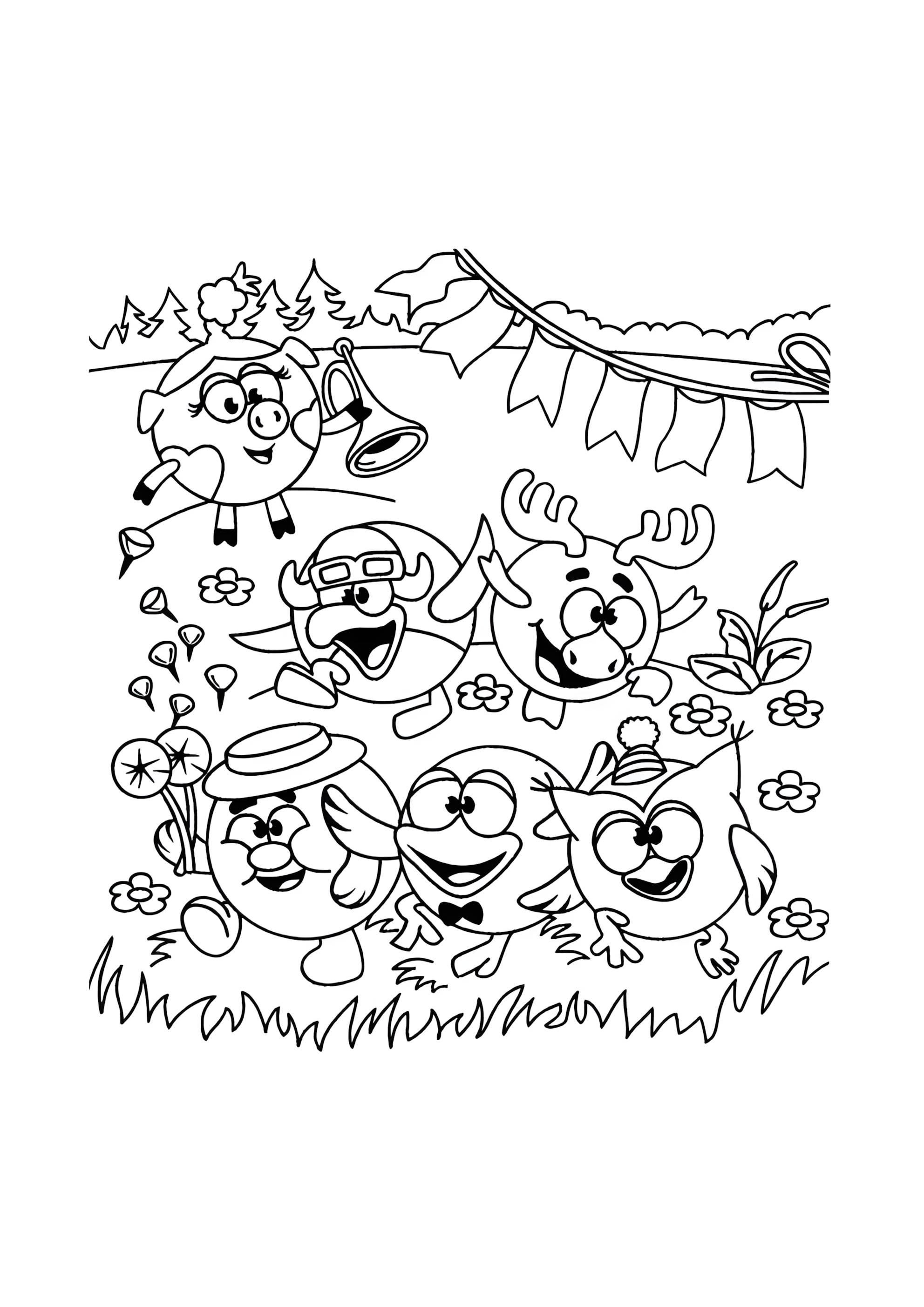 Раскраска Друзья собрались