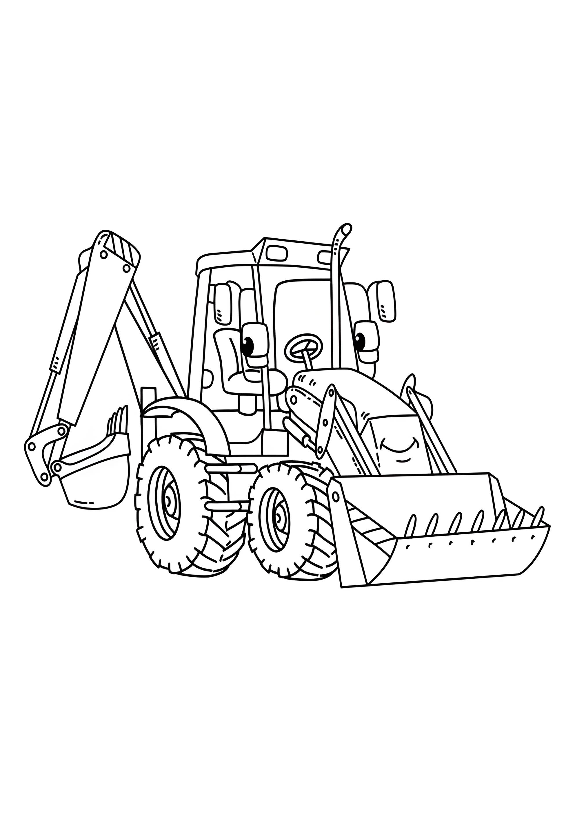 Раскраска Экскаватор с двумя ковшами