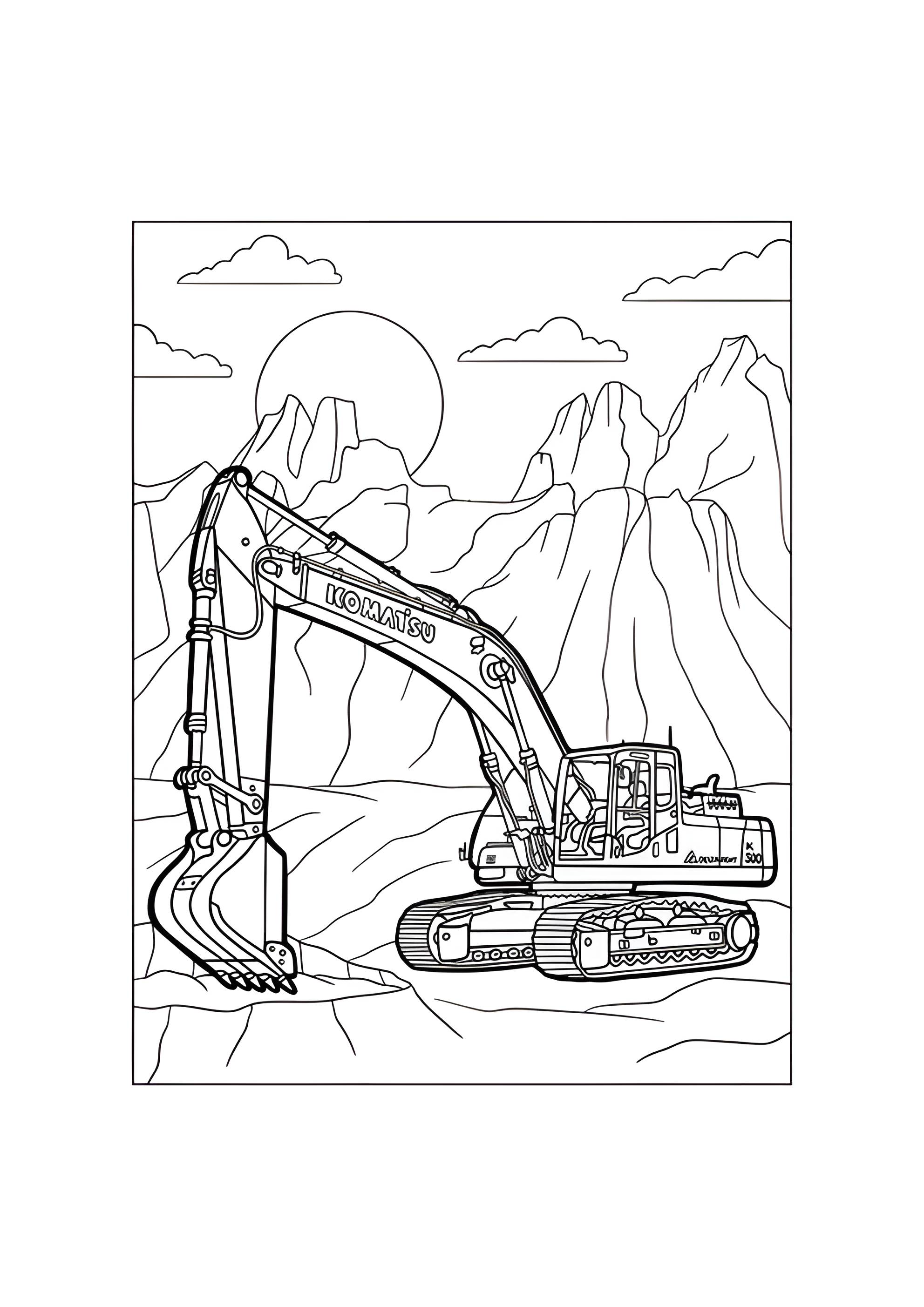 Раскраска Экскавтор Komatsu