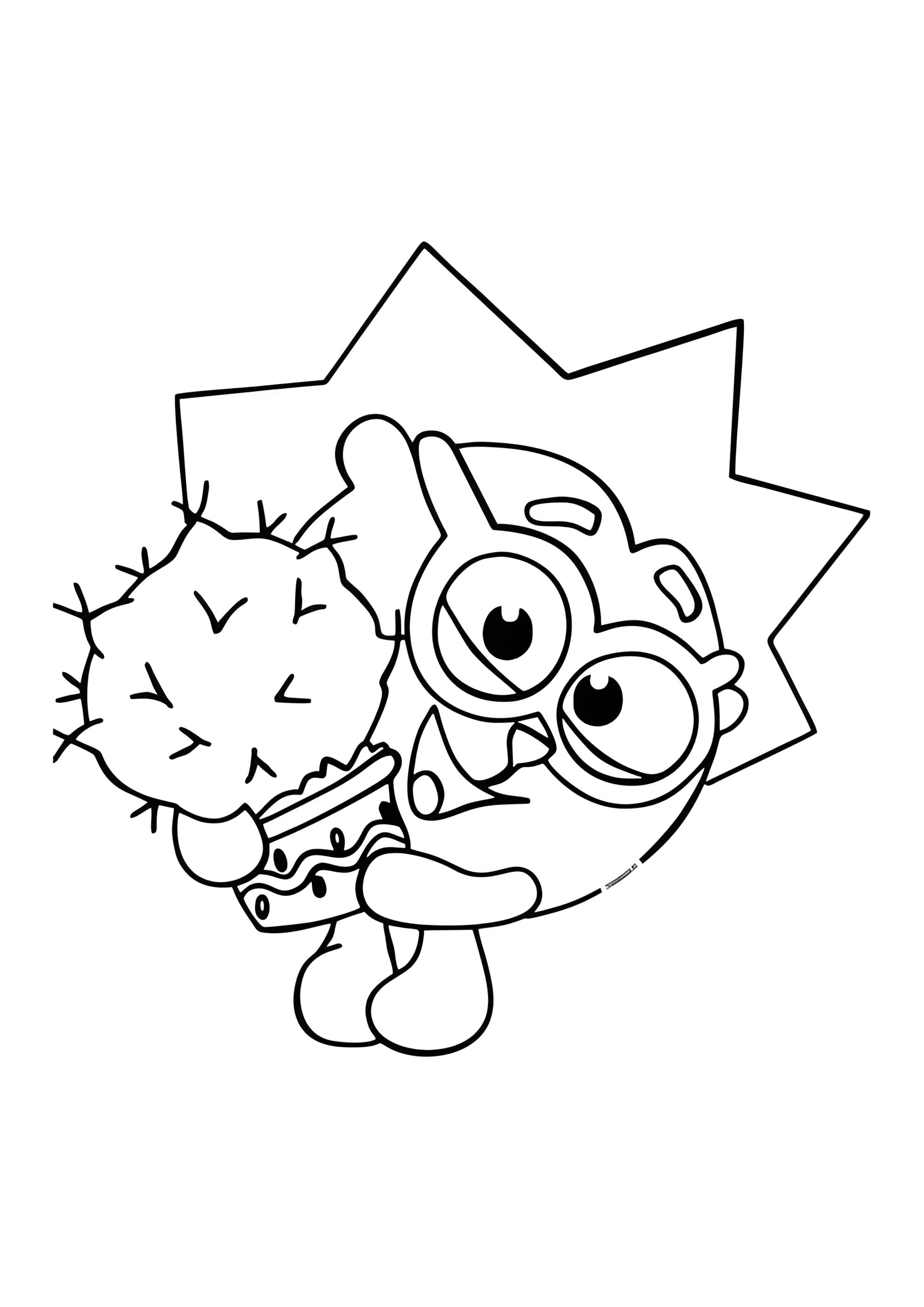 Раскраска Ежик с кактусом