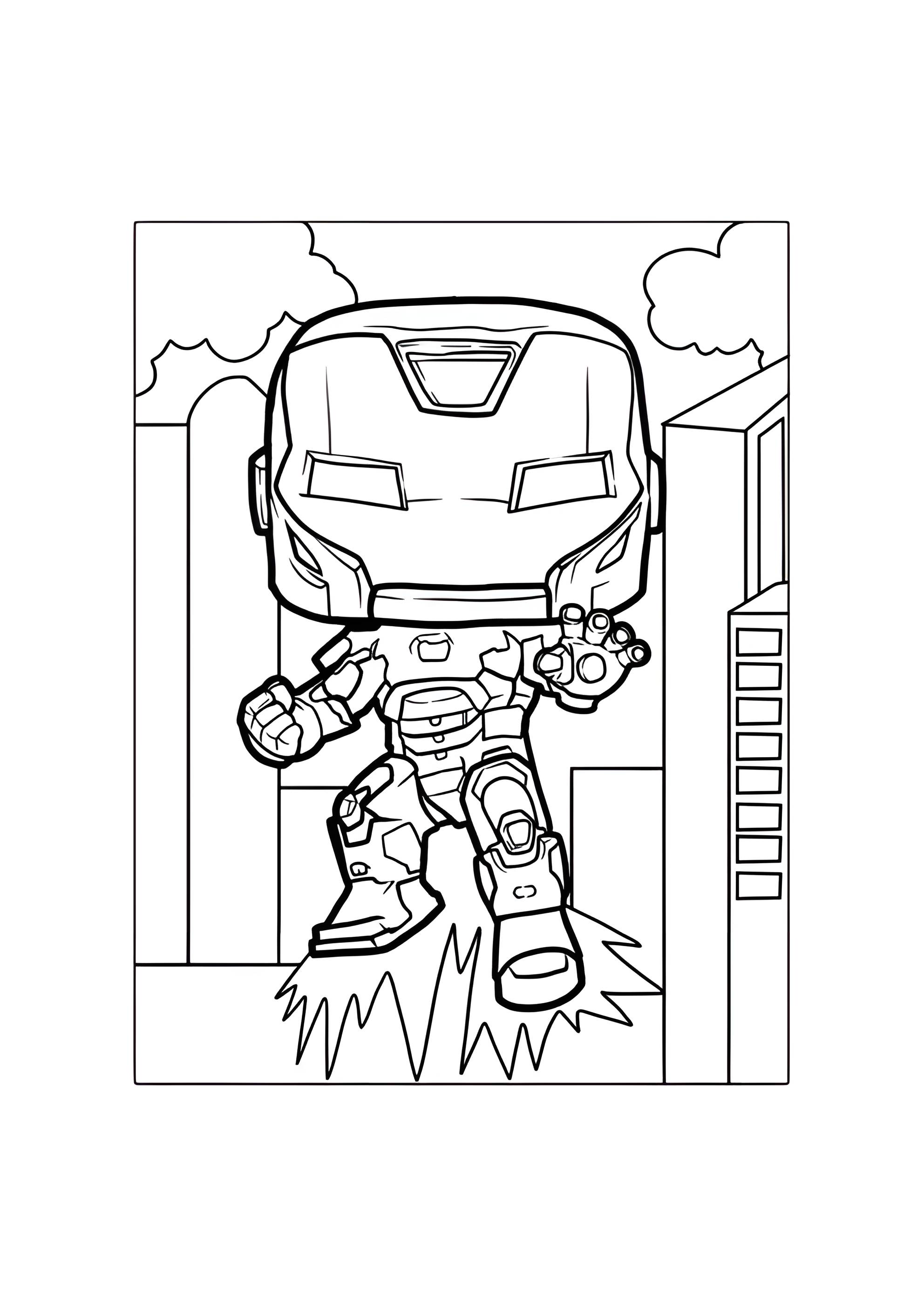 Раскраска Фанко Поп Железный человек