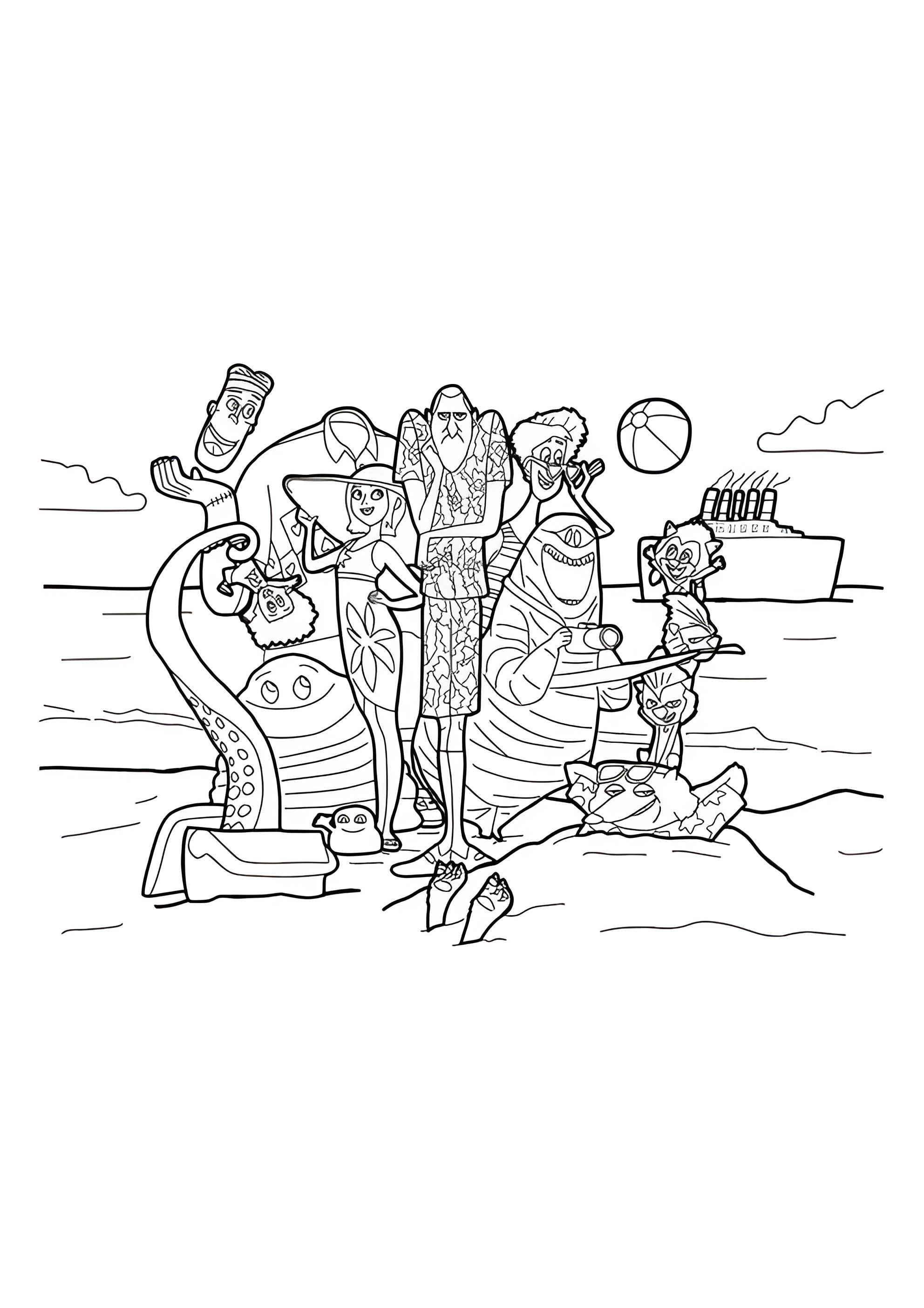 Раскраска Главные герои из Монстры на каникулах