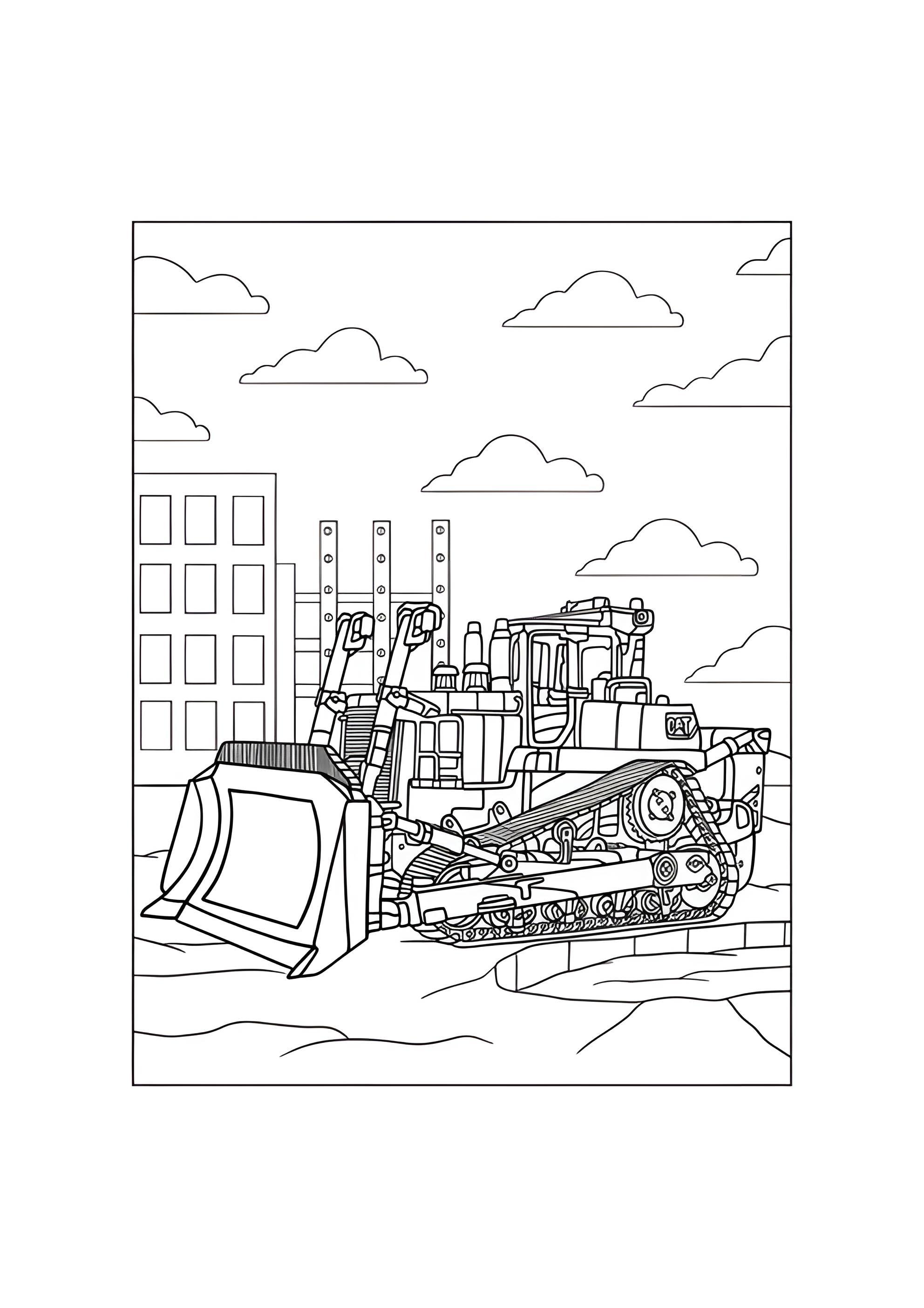 Раскраска Громадный бульдозер