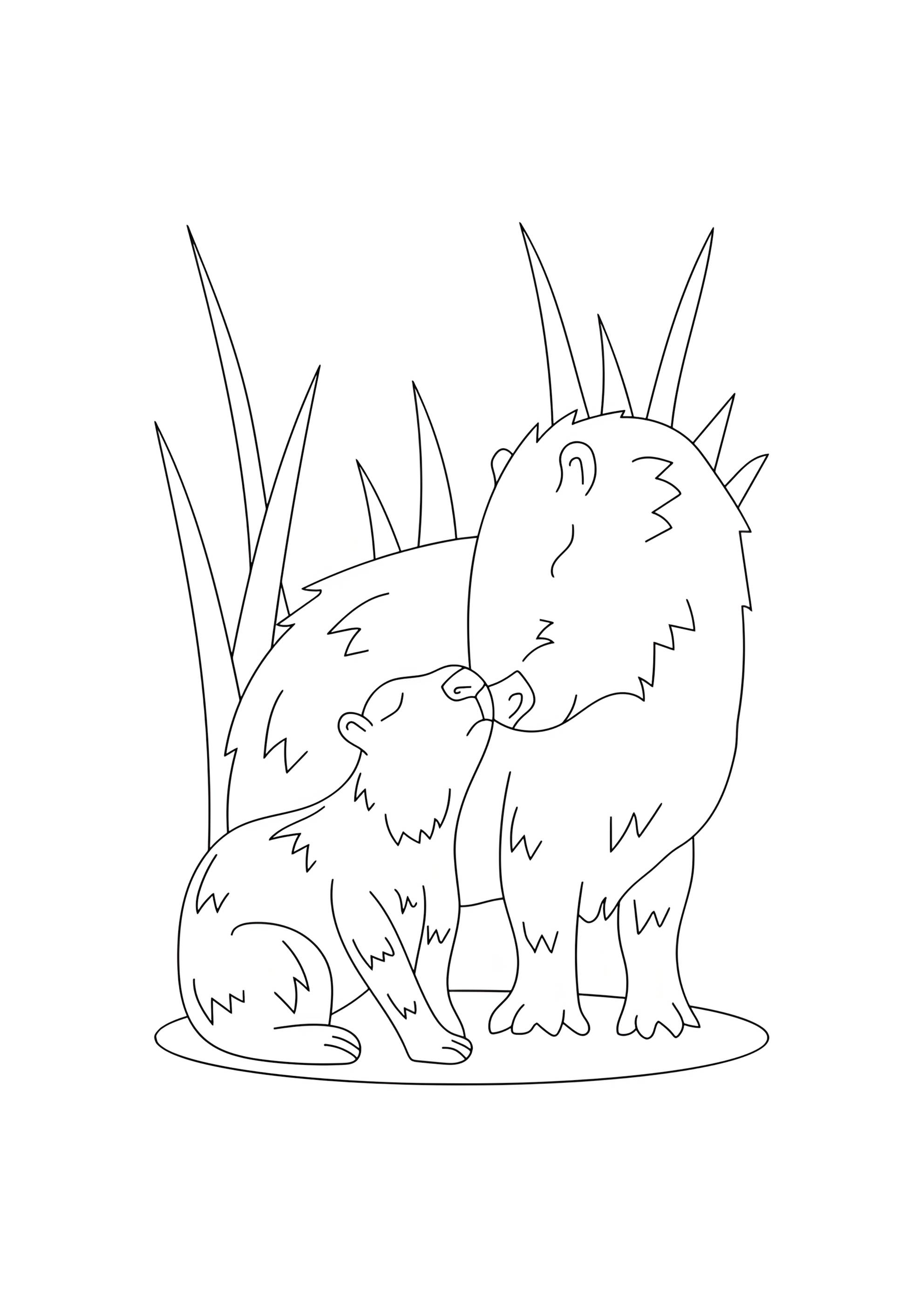 Раскраска Капибара мама и ее малыш