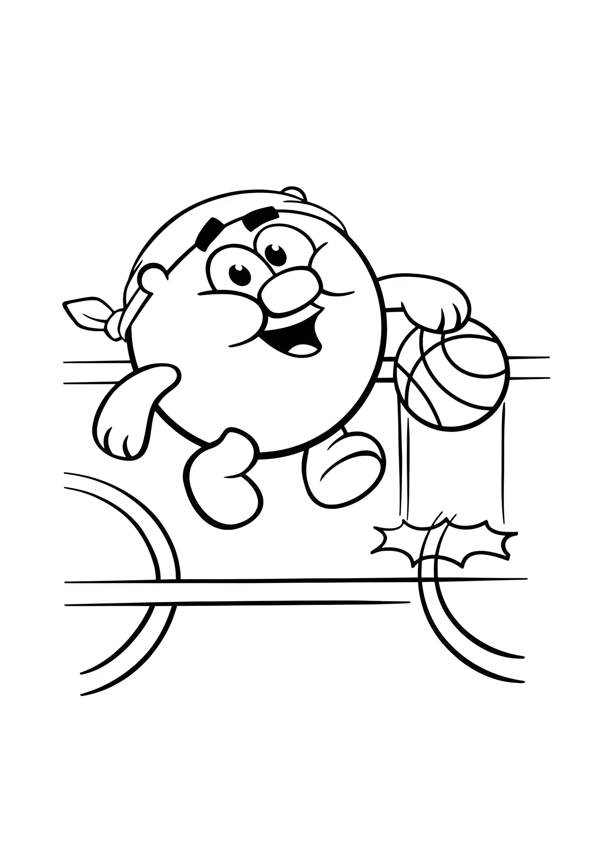 Раскраска Копатыч играет в баскетбол