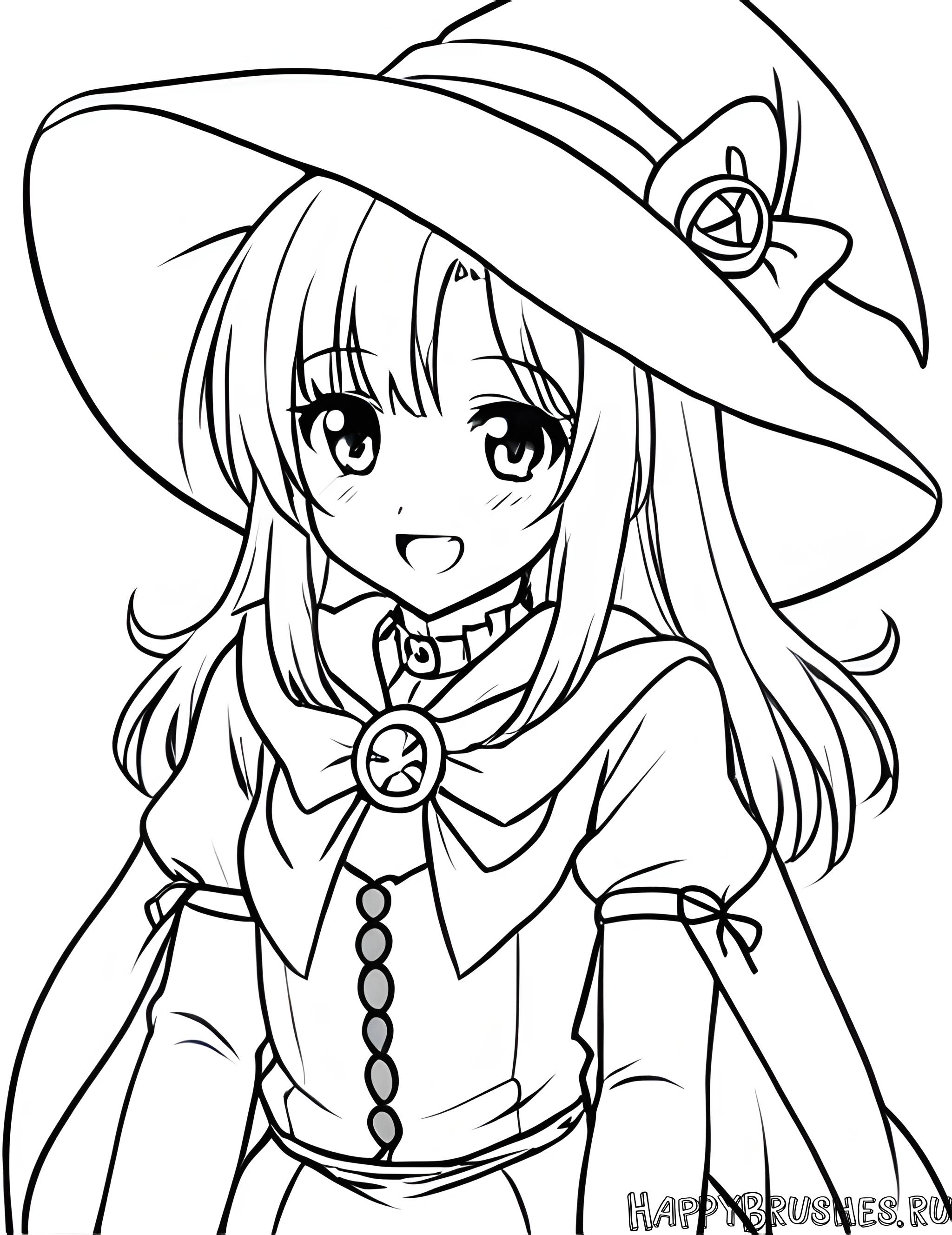 Раскраска Красивая ведьма