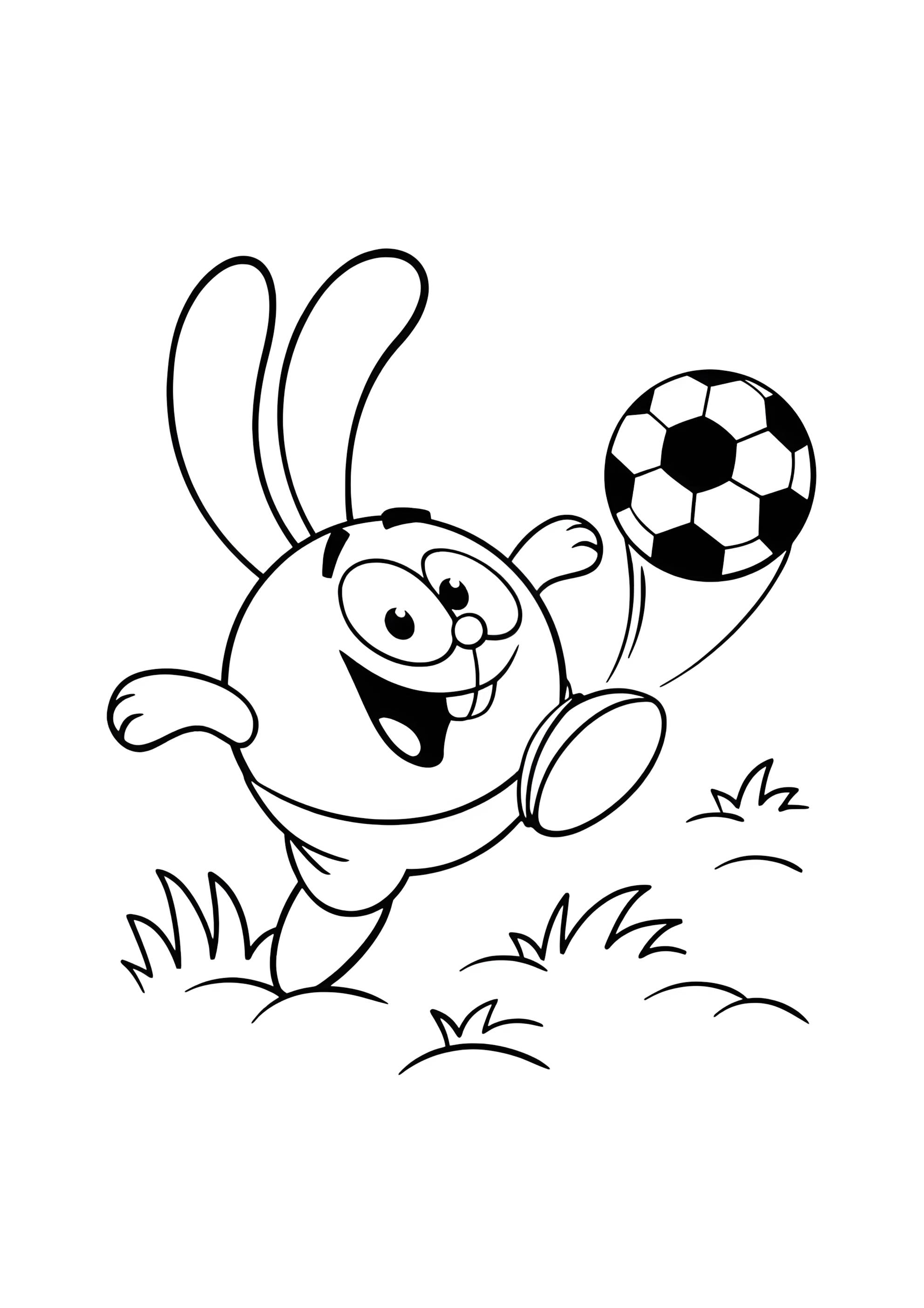 Раскраска Крош играет в футбол