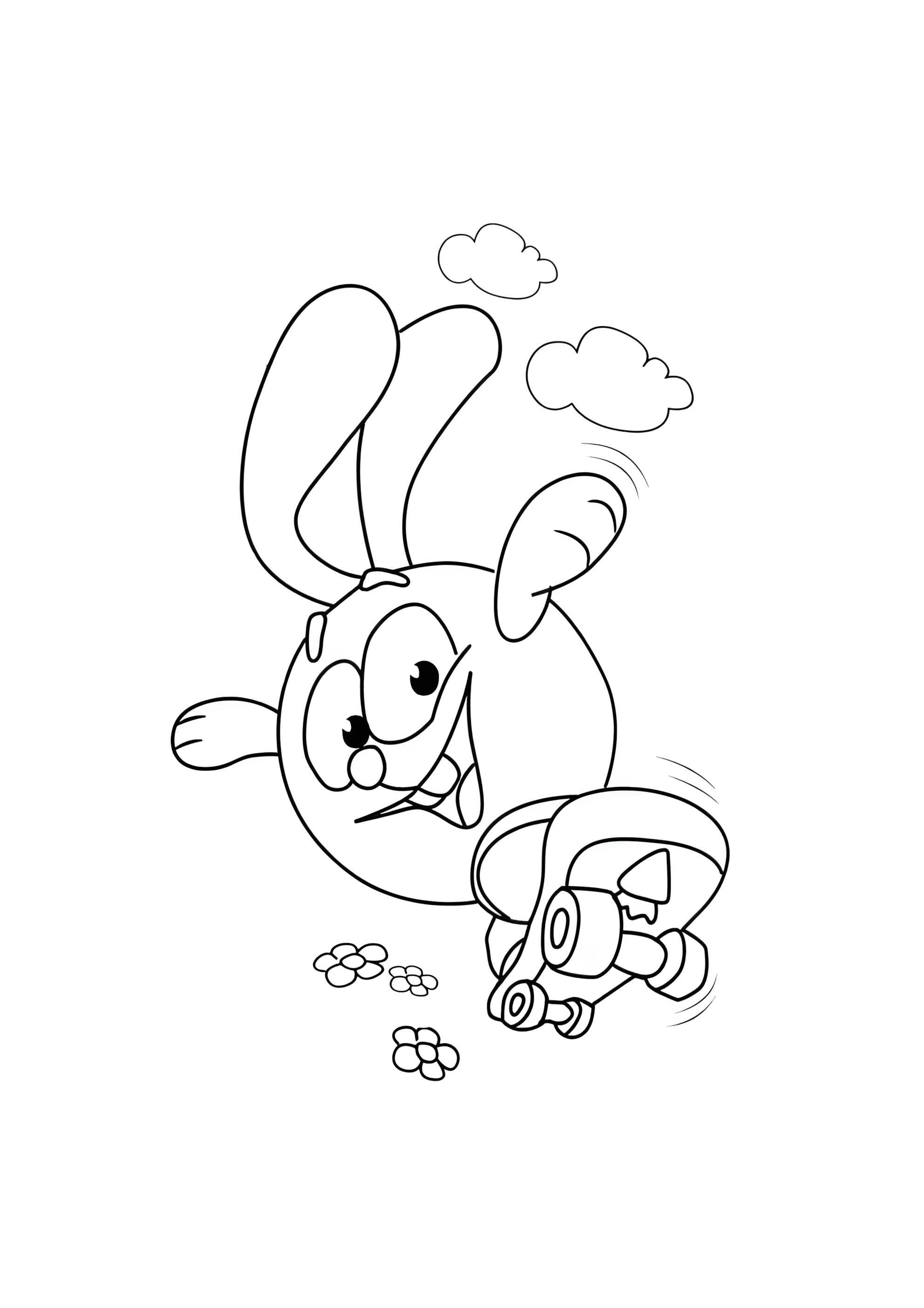 Раскраска Крош на скейтборде