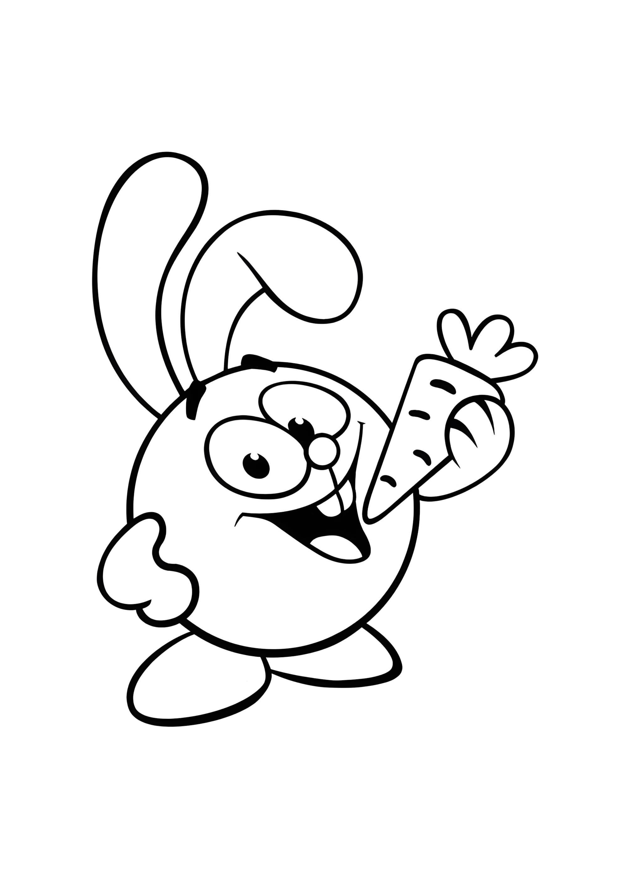 Раскраска Крош с морковкой