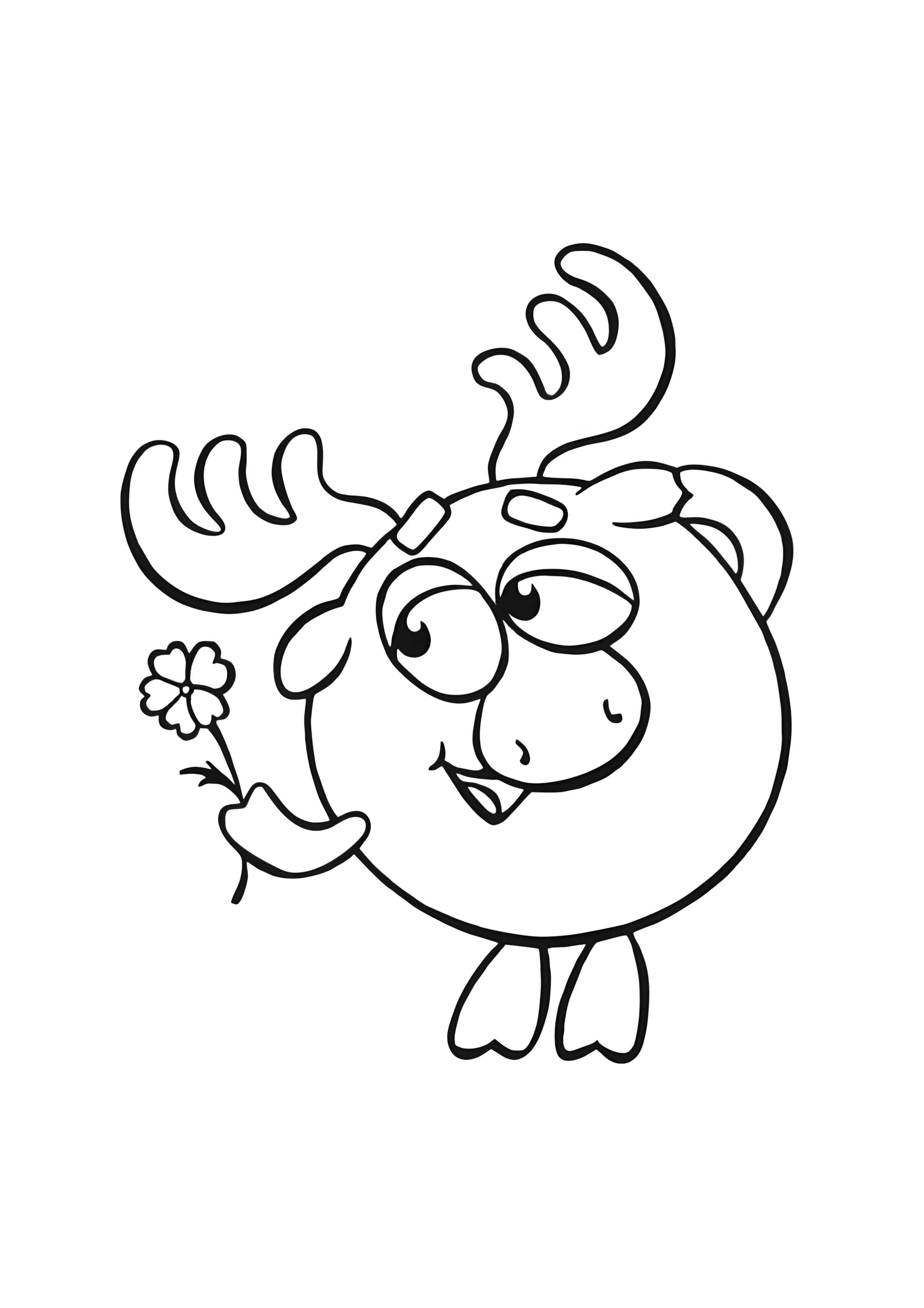 Раскраска Лосяш с цветочком