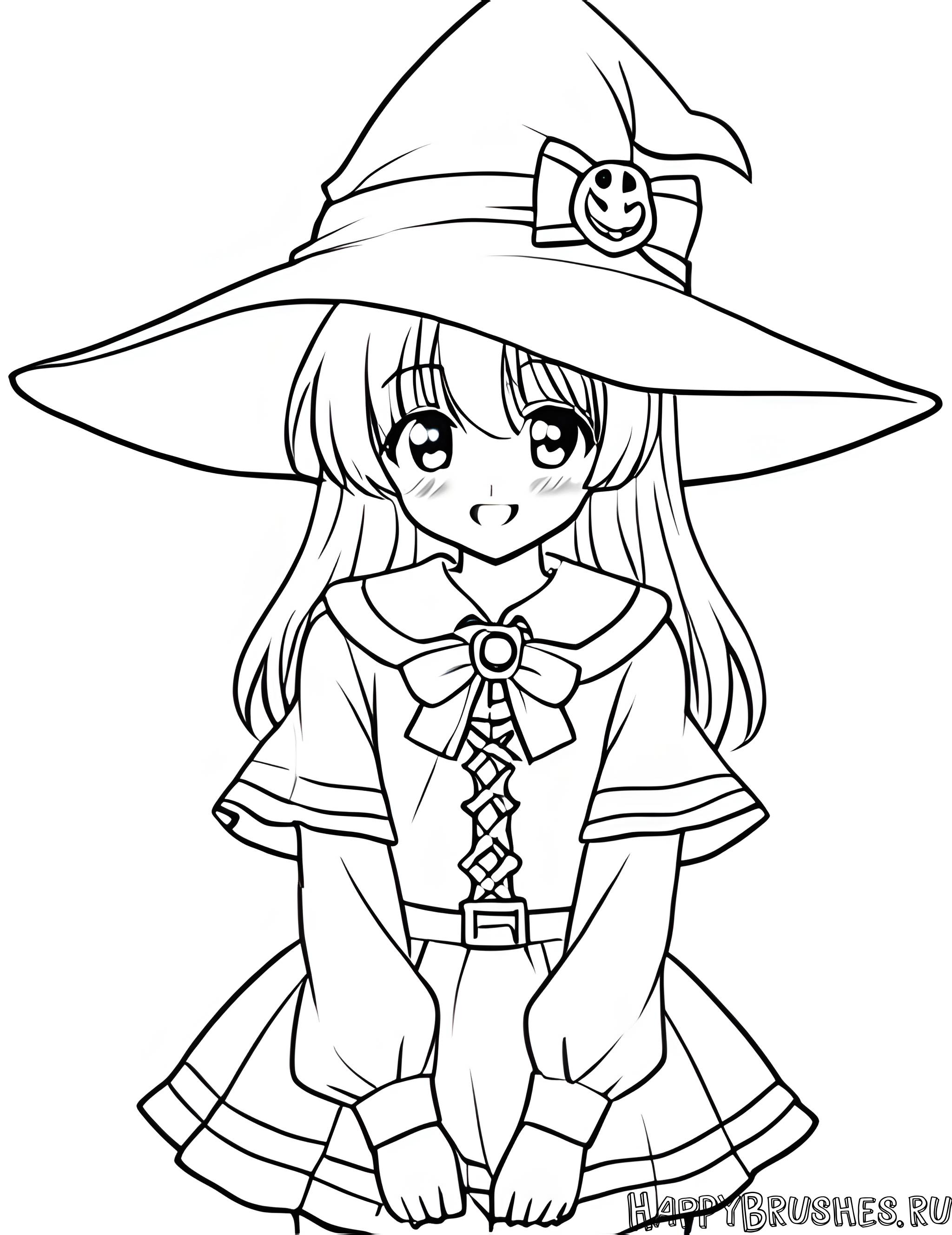 Раскраска Маленькая чародейка из школы чудес