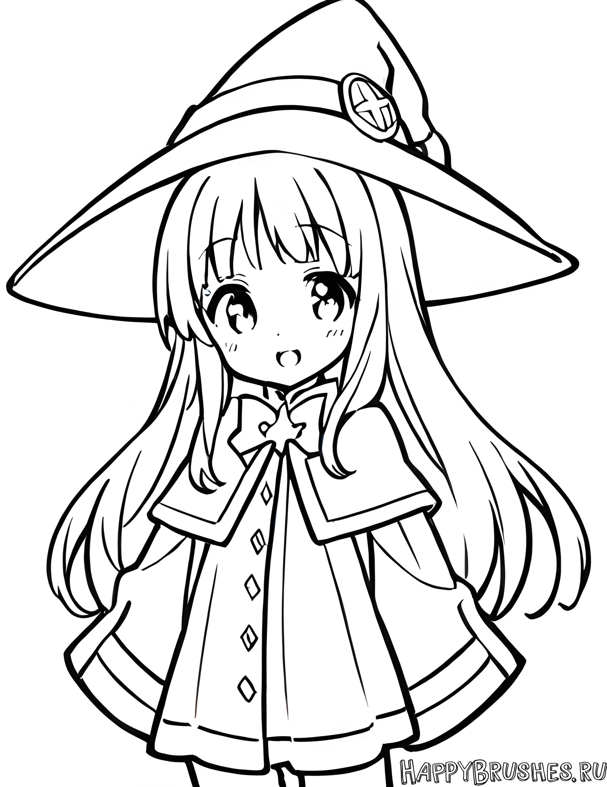 Раскраска Маленькая лиловая колдунья