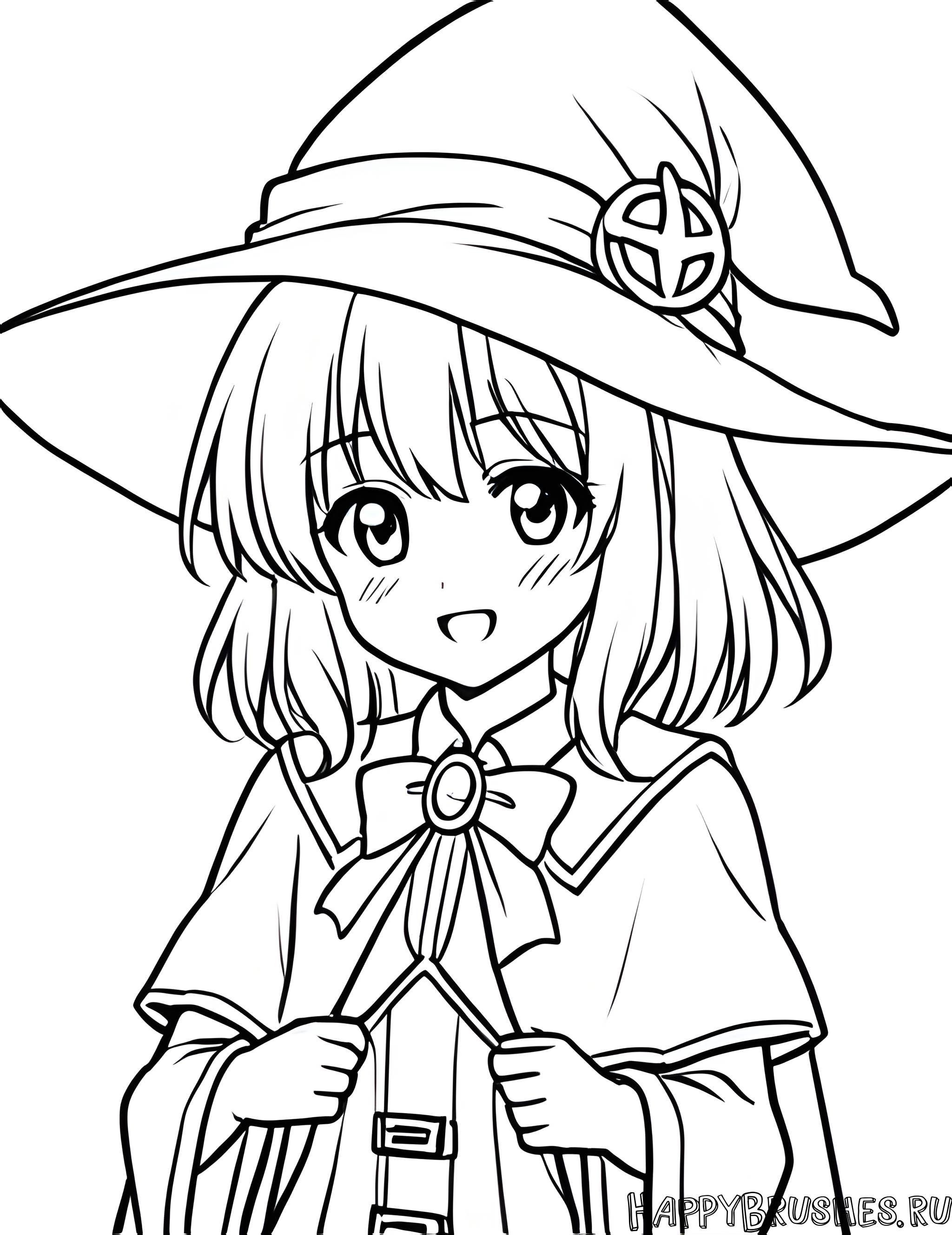 Раскраска Маленькая ведьма из сказочного мира