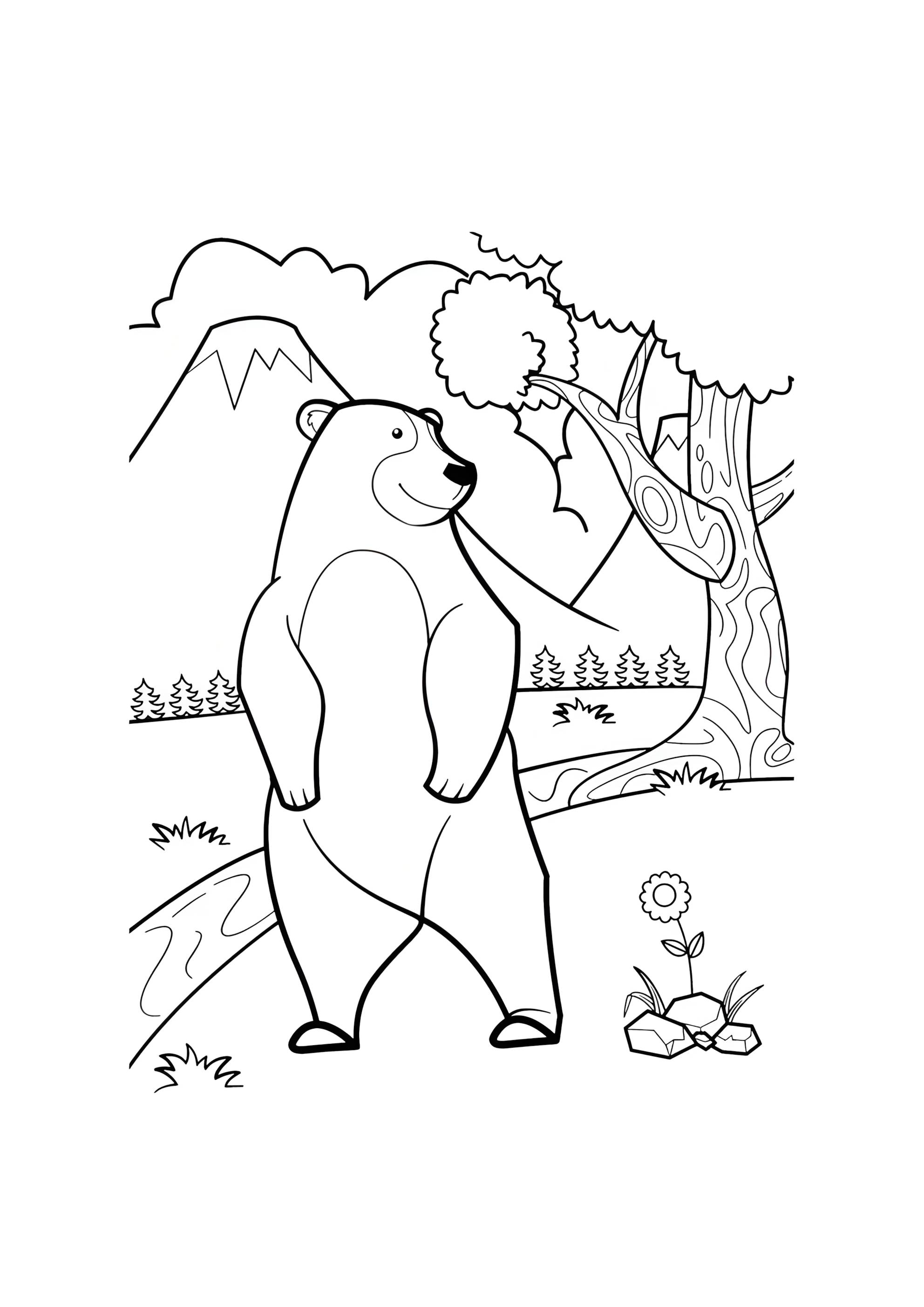 Раскраска Медведь в зоопарке