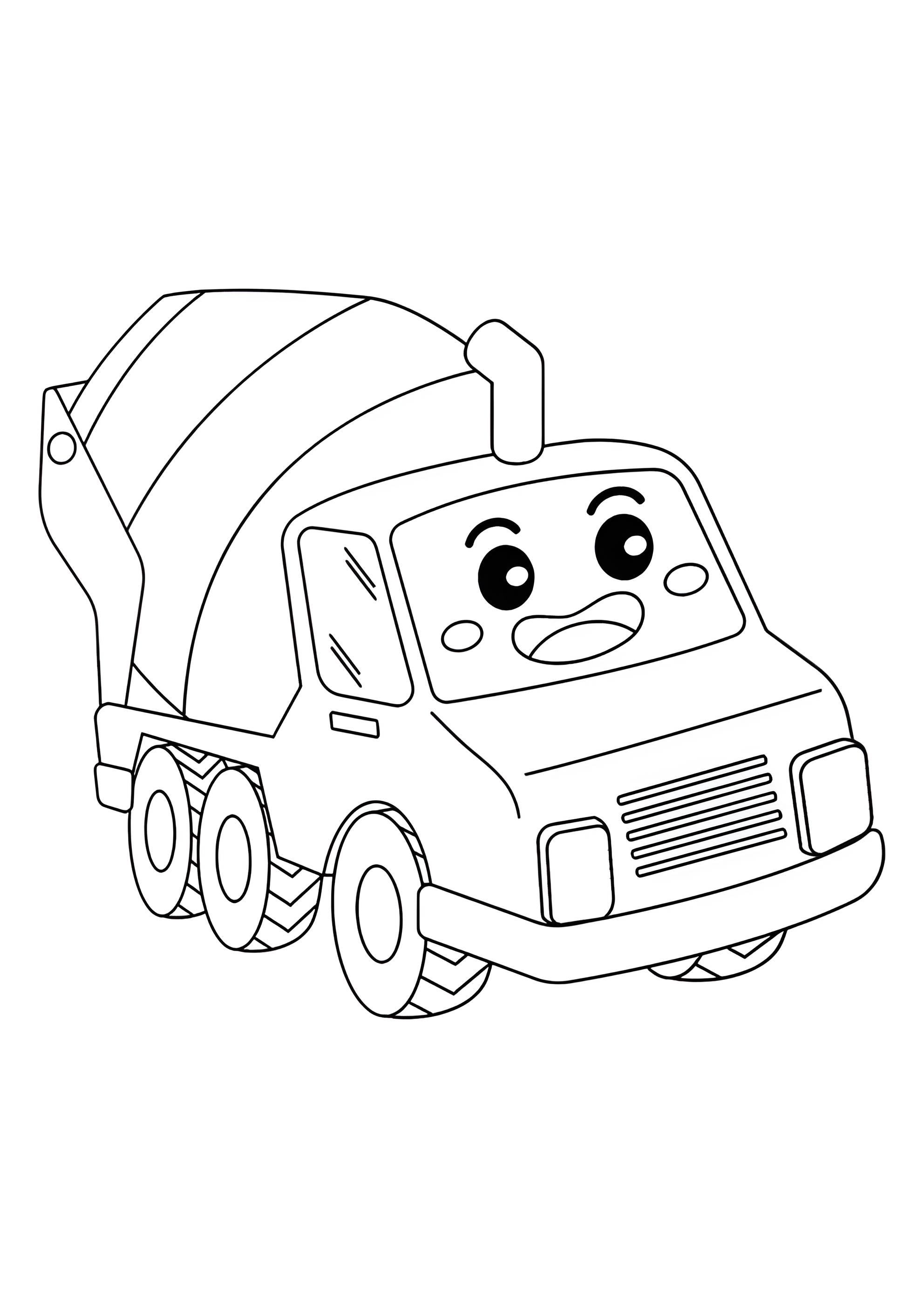 Раскраска Милая бетономешалка для малышей