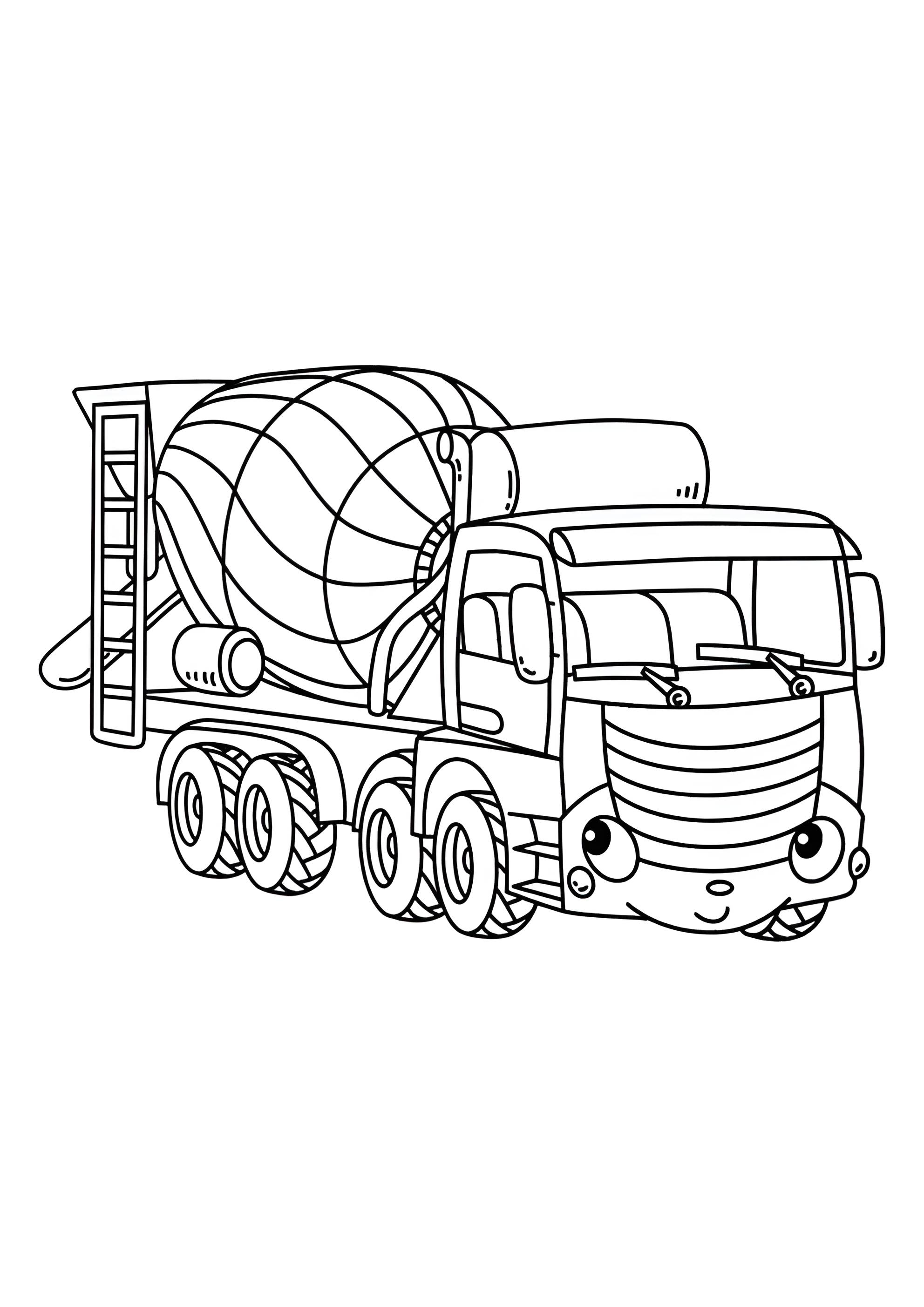 Раскраска Милая бетономешалка