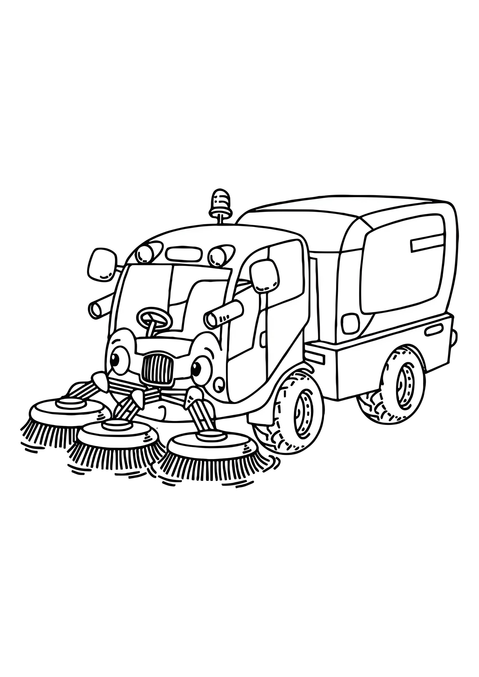 Раскраска Милая машинка уборщик