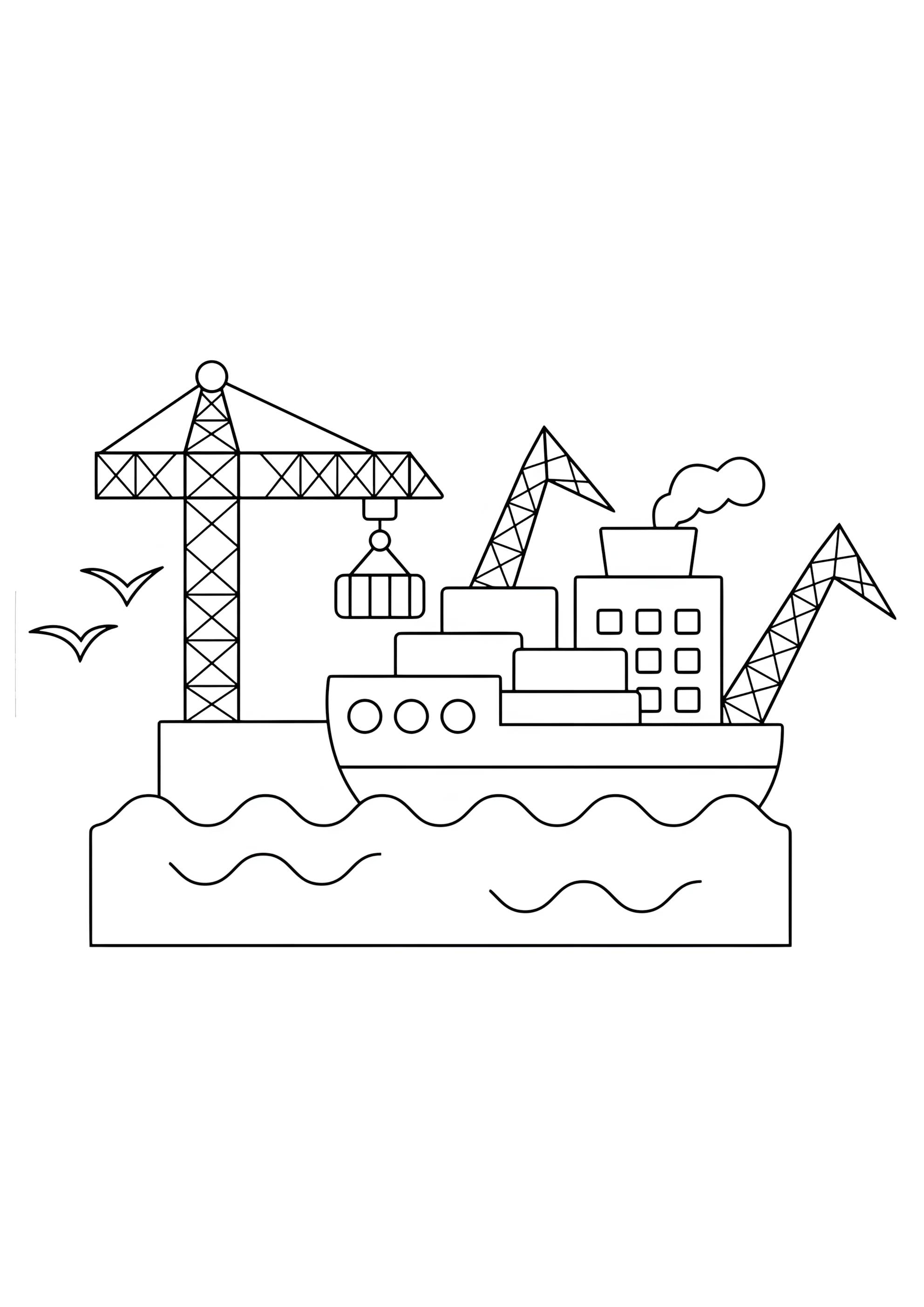 Раскраска Морской подъемный кран