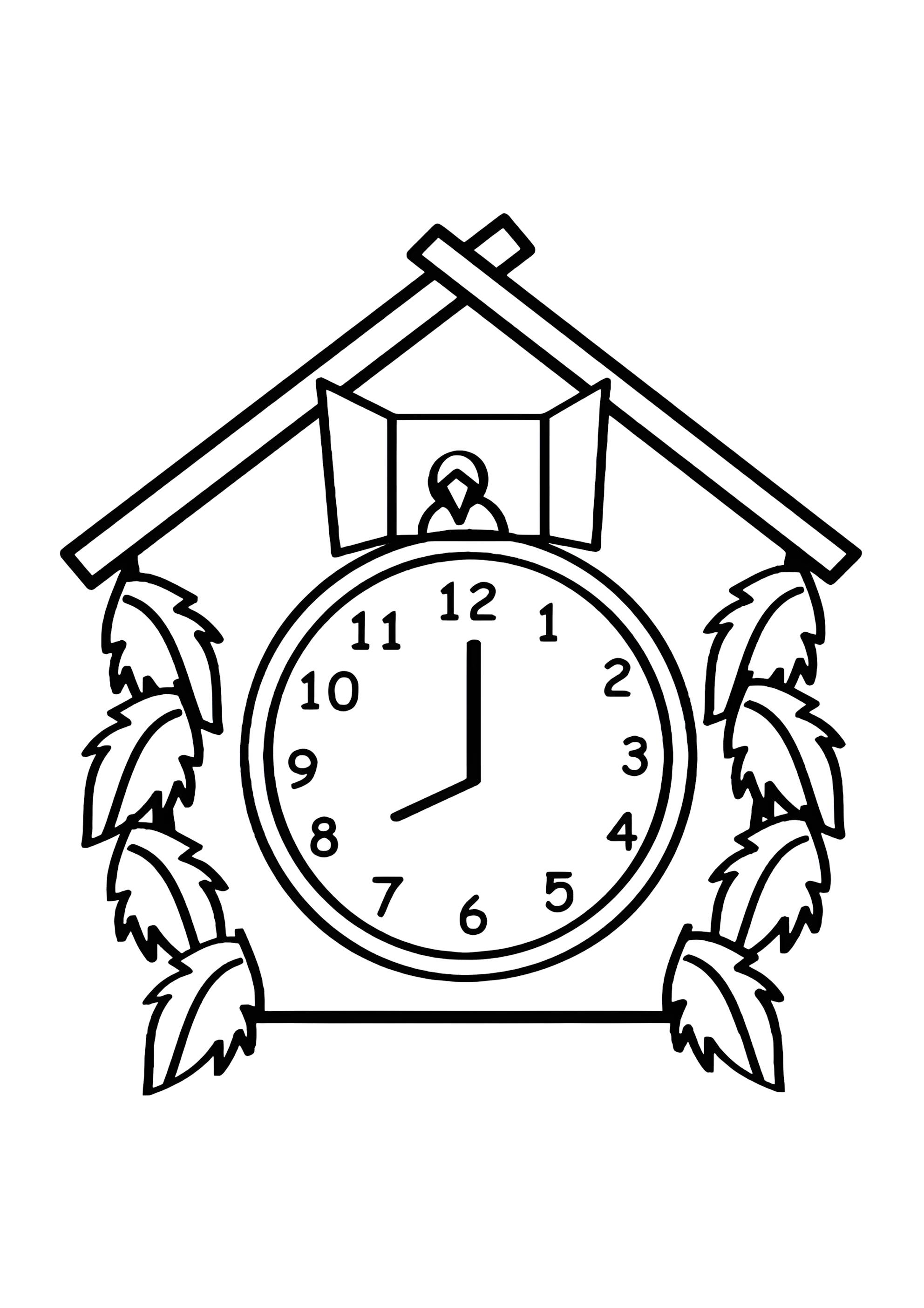 Раскраска Настенные часы с кукушкой