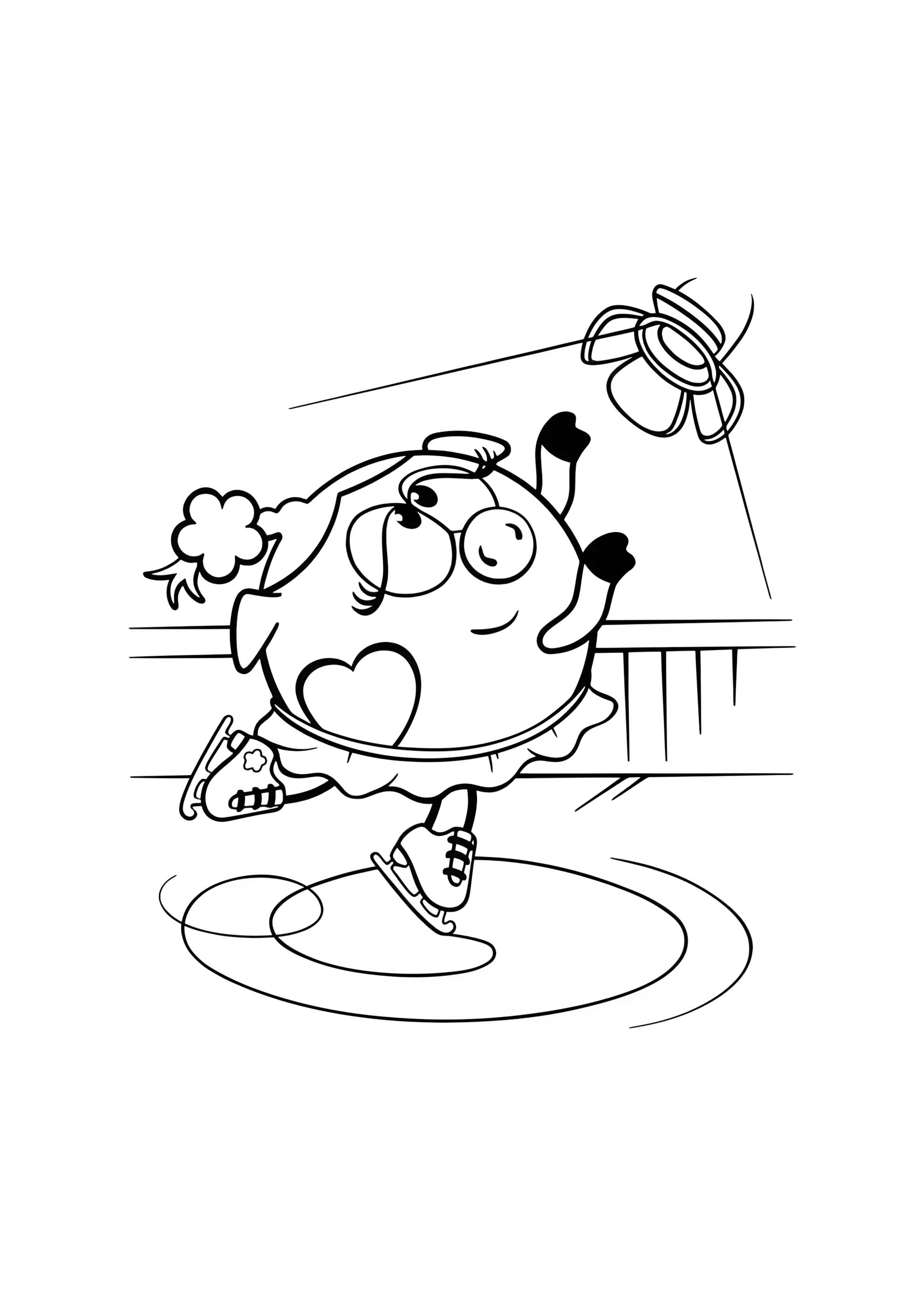 Раскраска Нюша катается на коньках