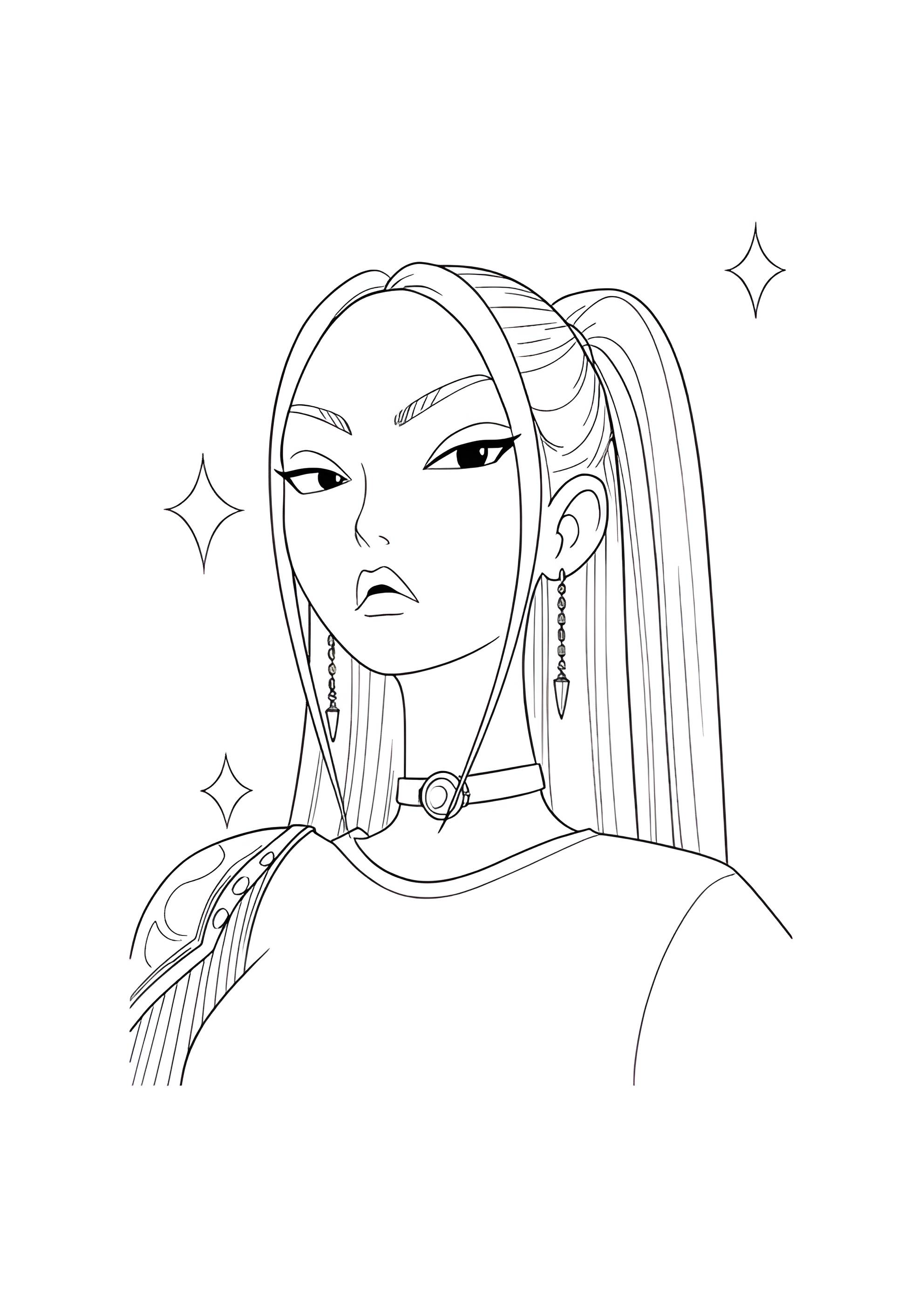 Раскраска Обворожительная Мира из охотниц на демонов