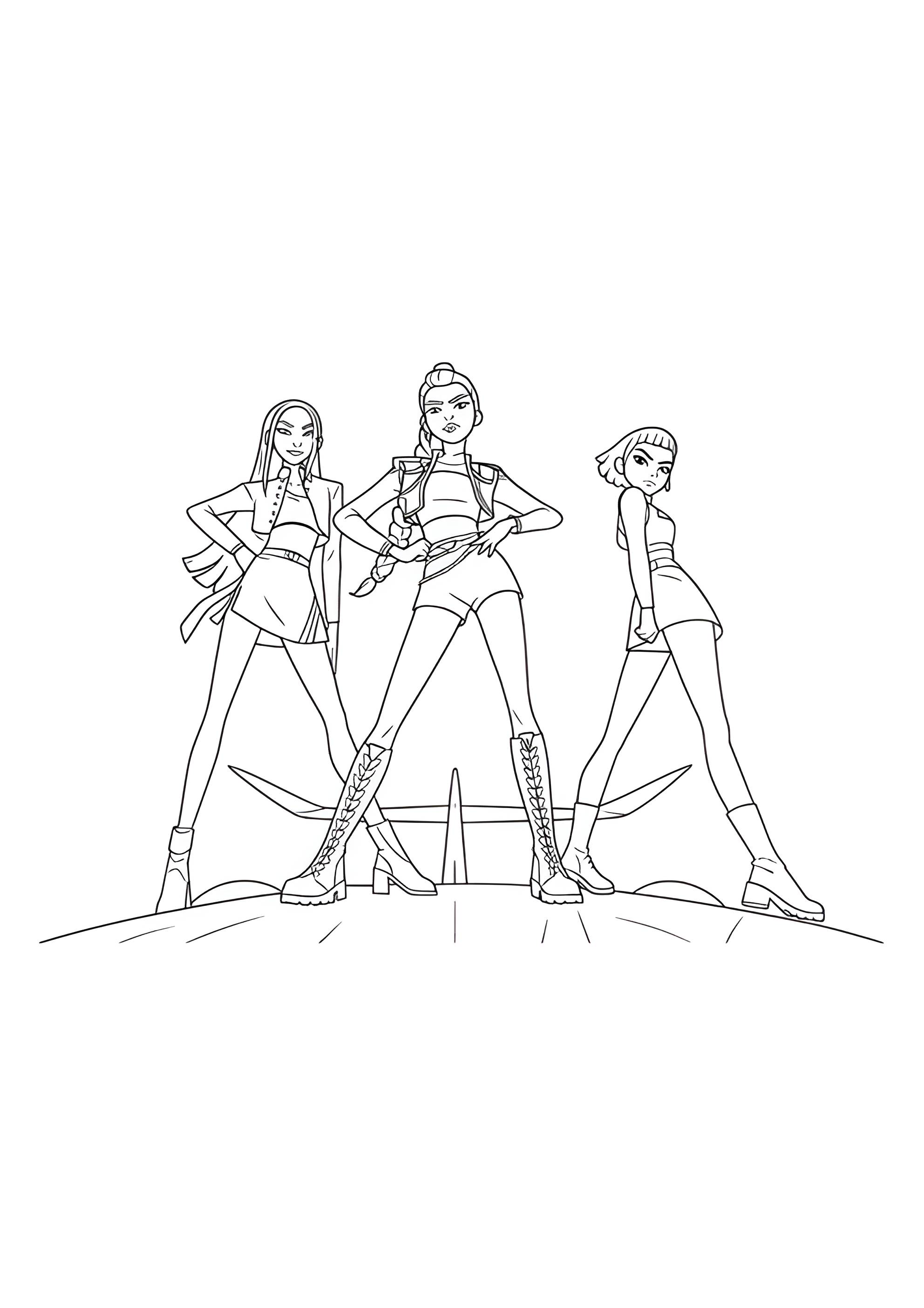 Раскраска Охотницы на демонов исполняют Золотые