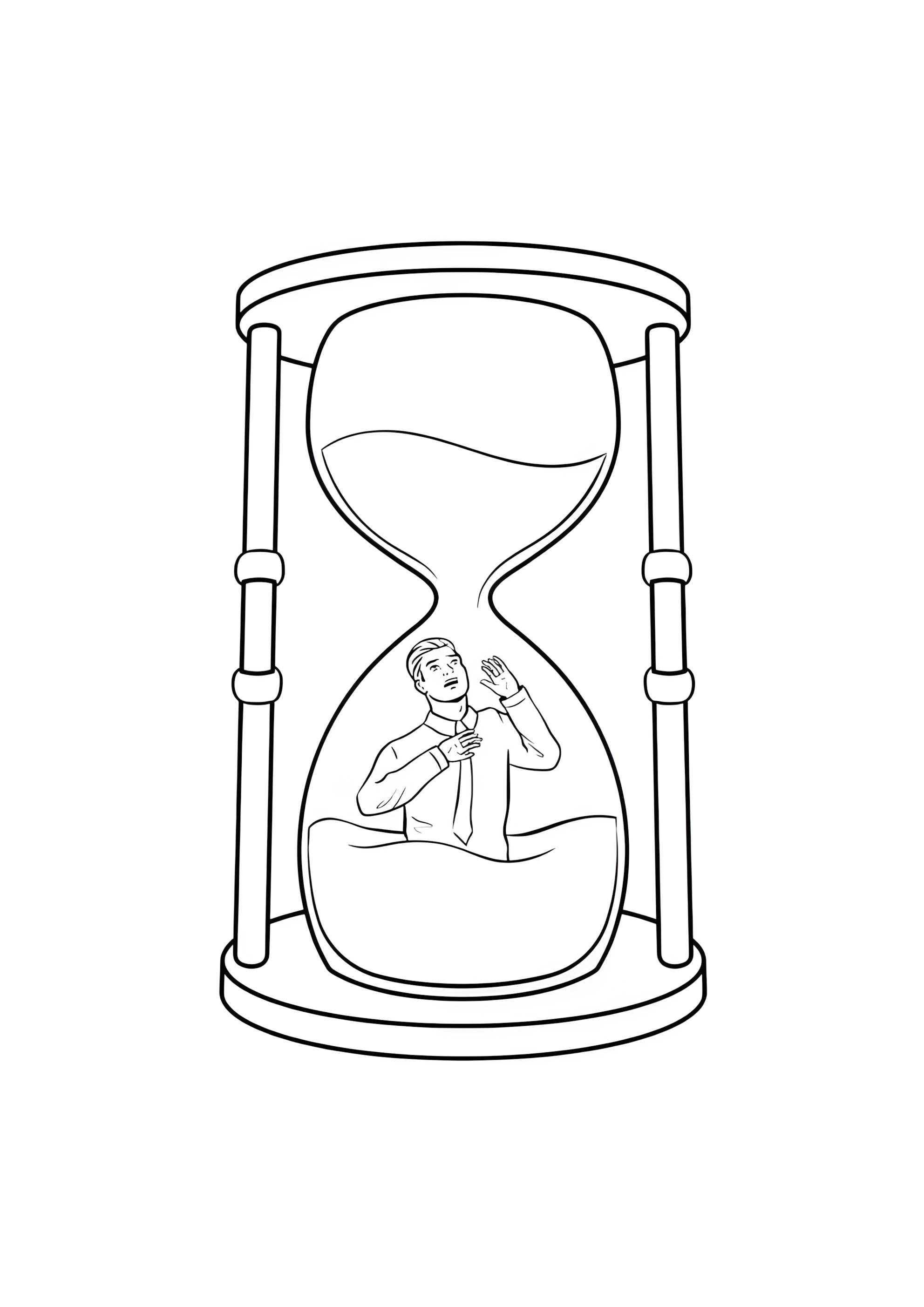 Раскраска Песочные часы и человек