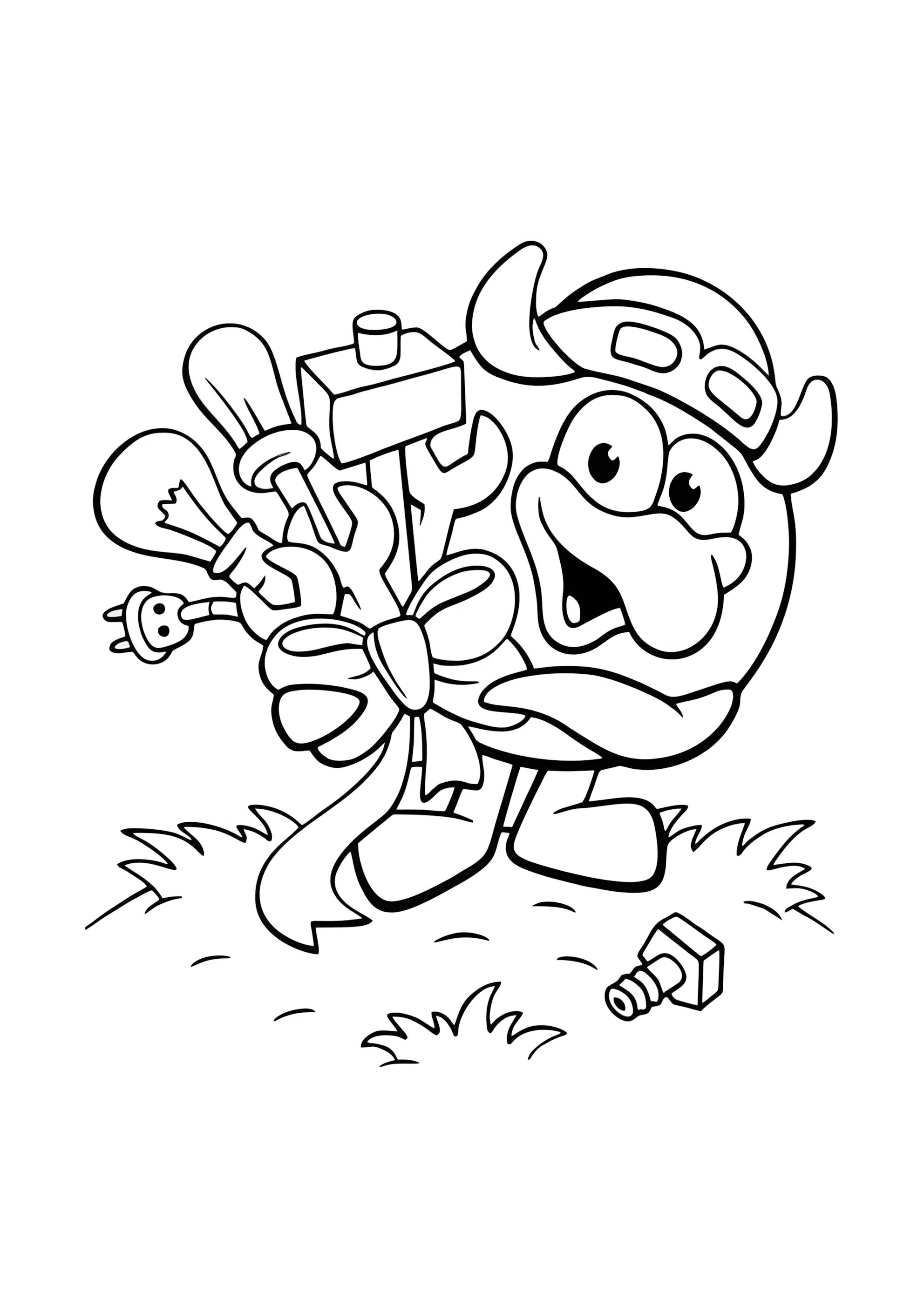 Раскраска Пин с букетом инструментов