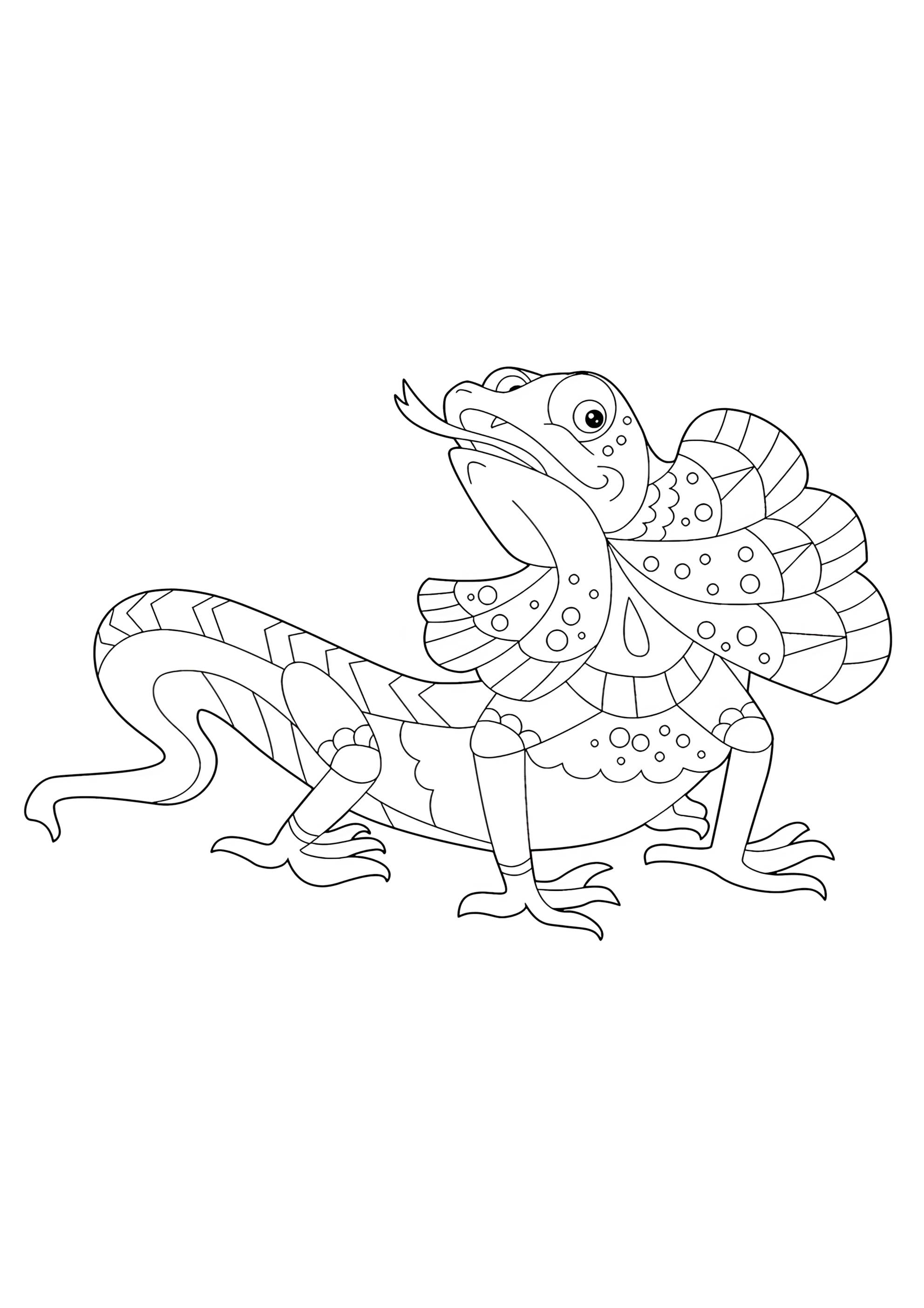 Раскраска Плащеносная ящерица