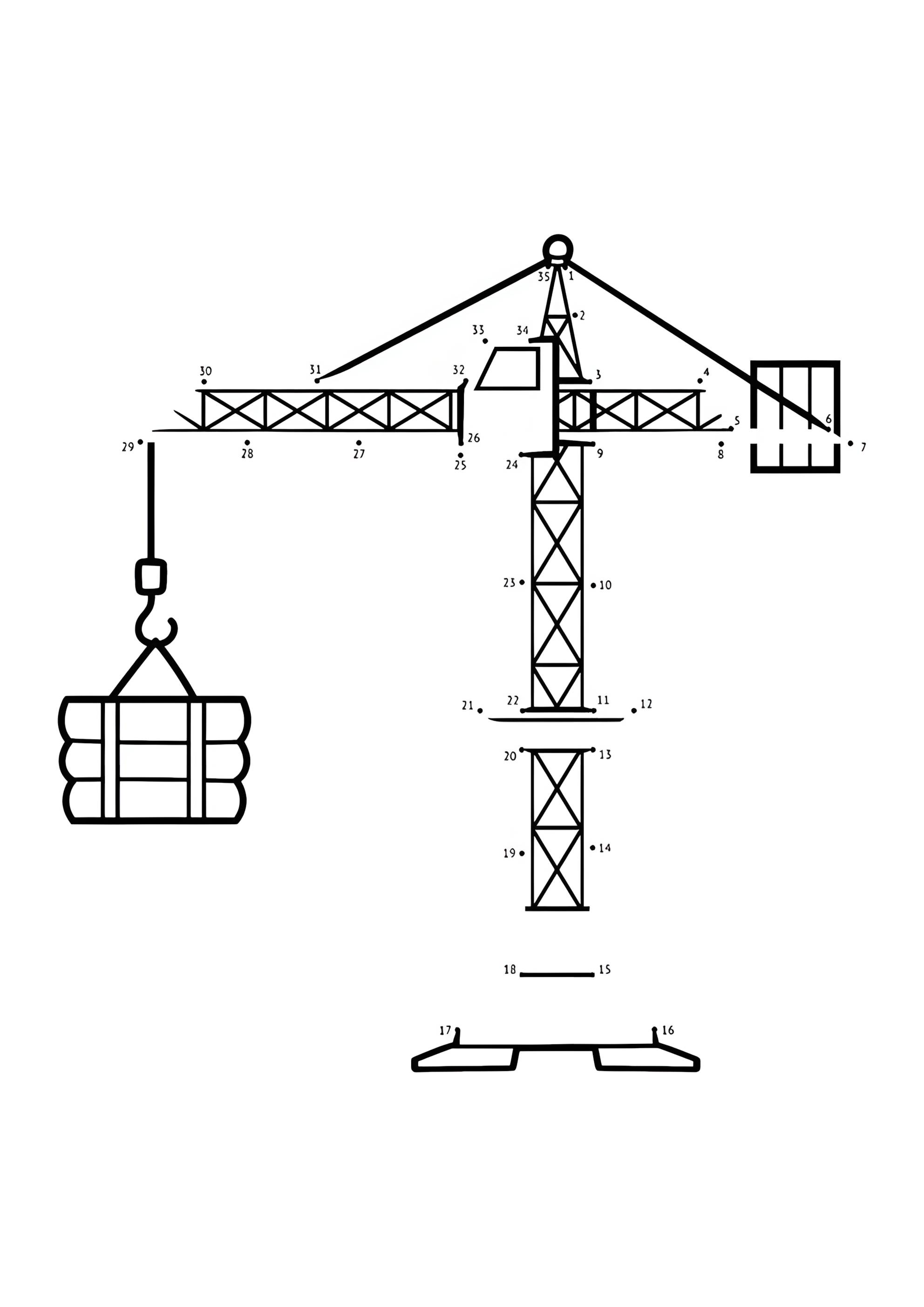 Раскраска По точкам подъемный кран