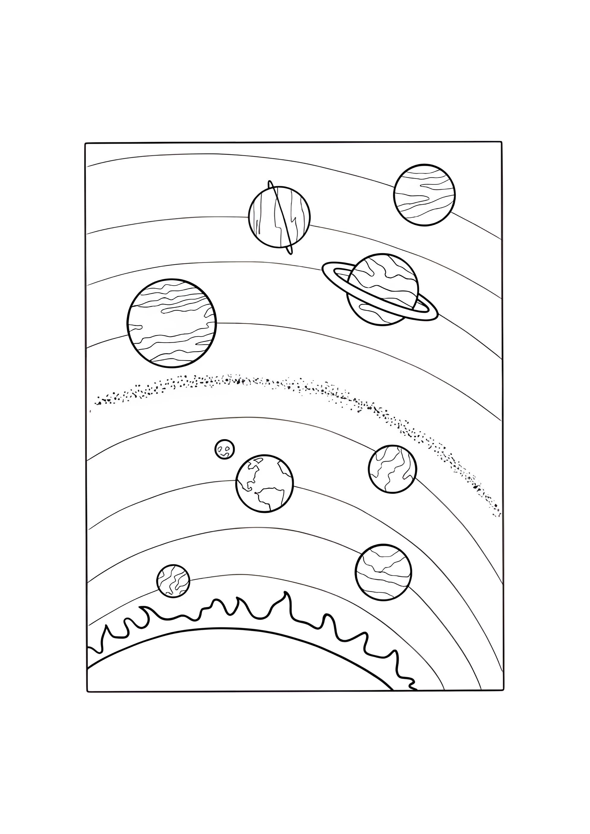 Раскраска Простая солнечная система для детей