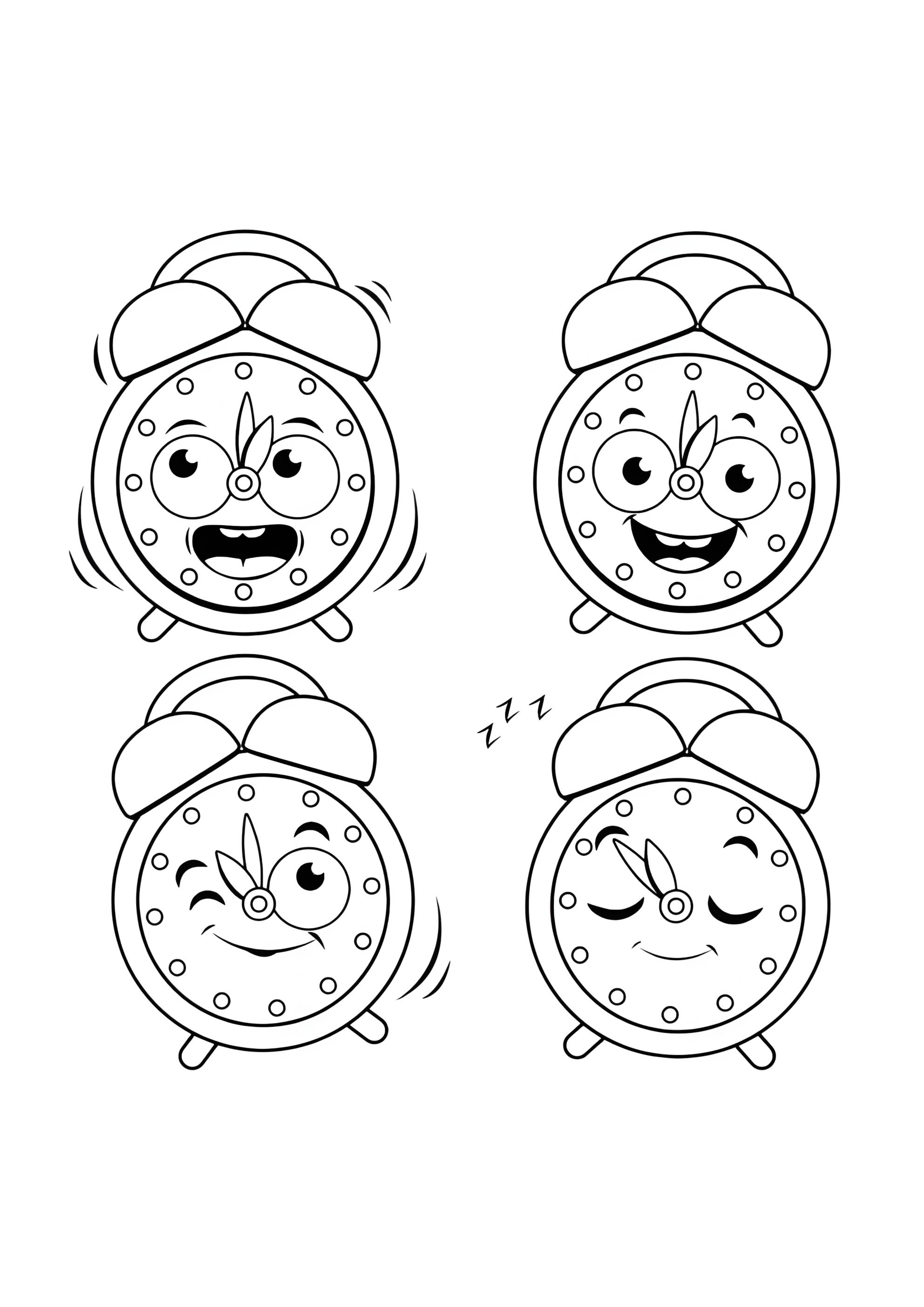 Раскраска Разные будильники