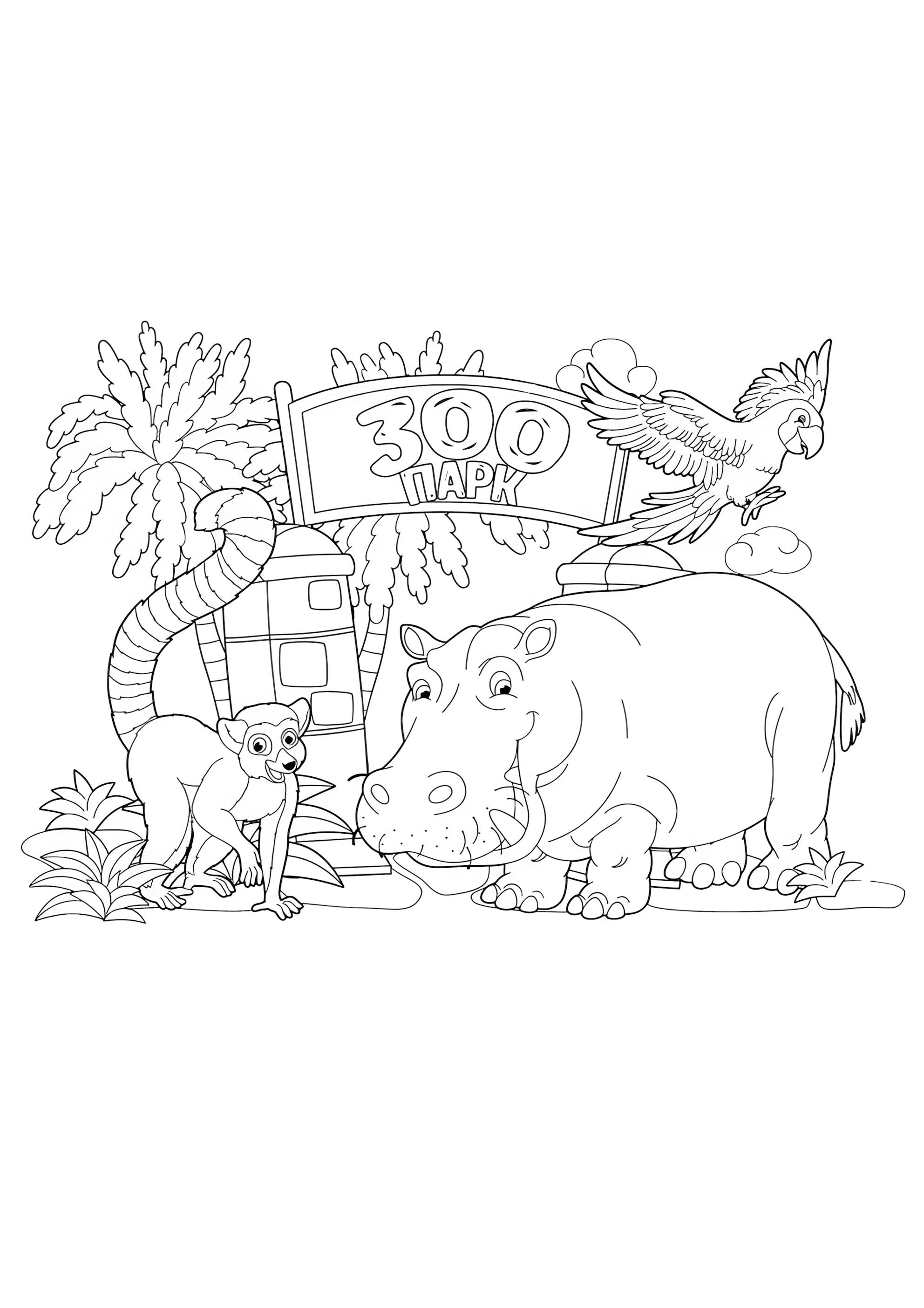 Раскраска Разные животные зоопарк