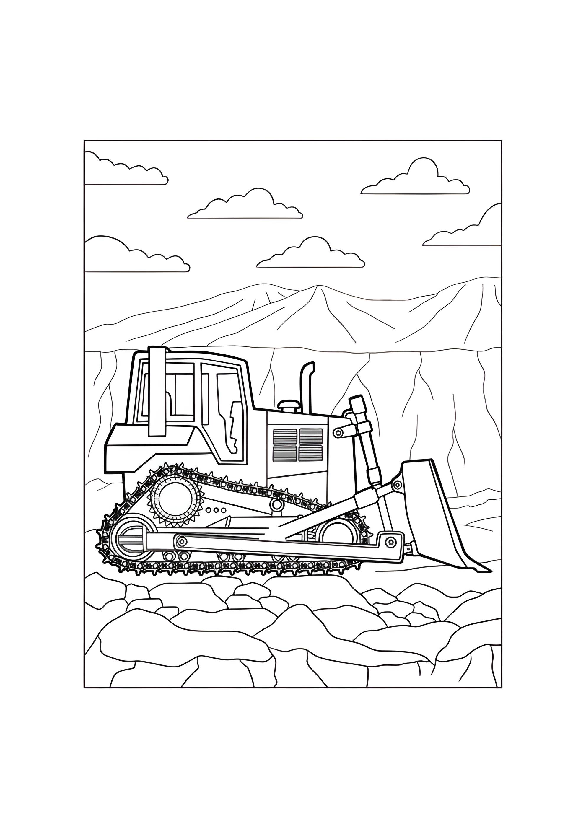 Раскраска Реалистичный бульдозер