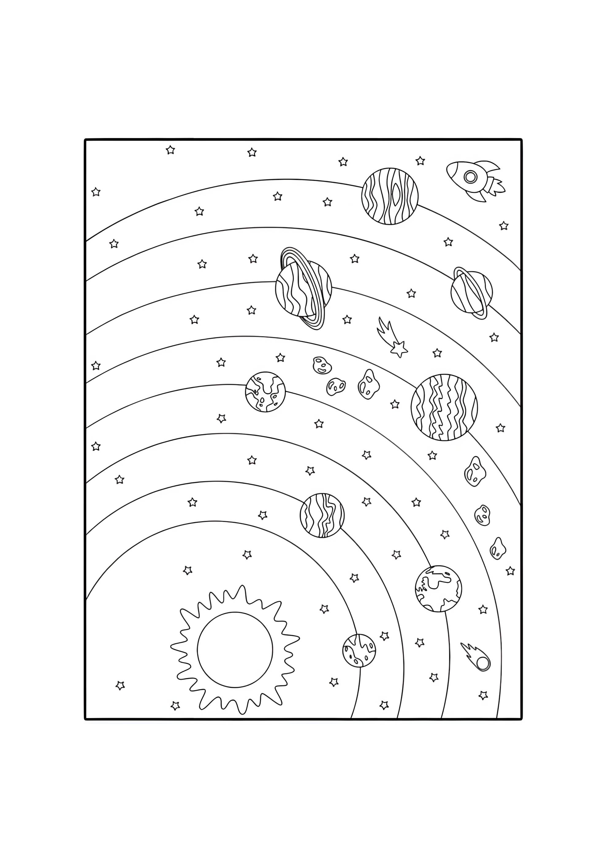 Раскраска Соленчная система с известными планетами