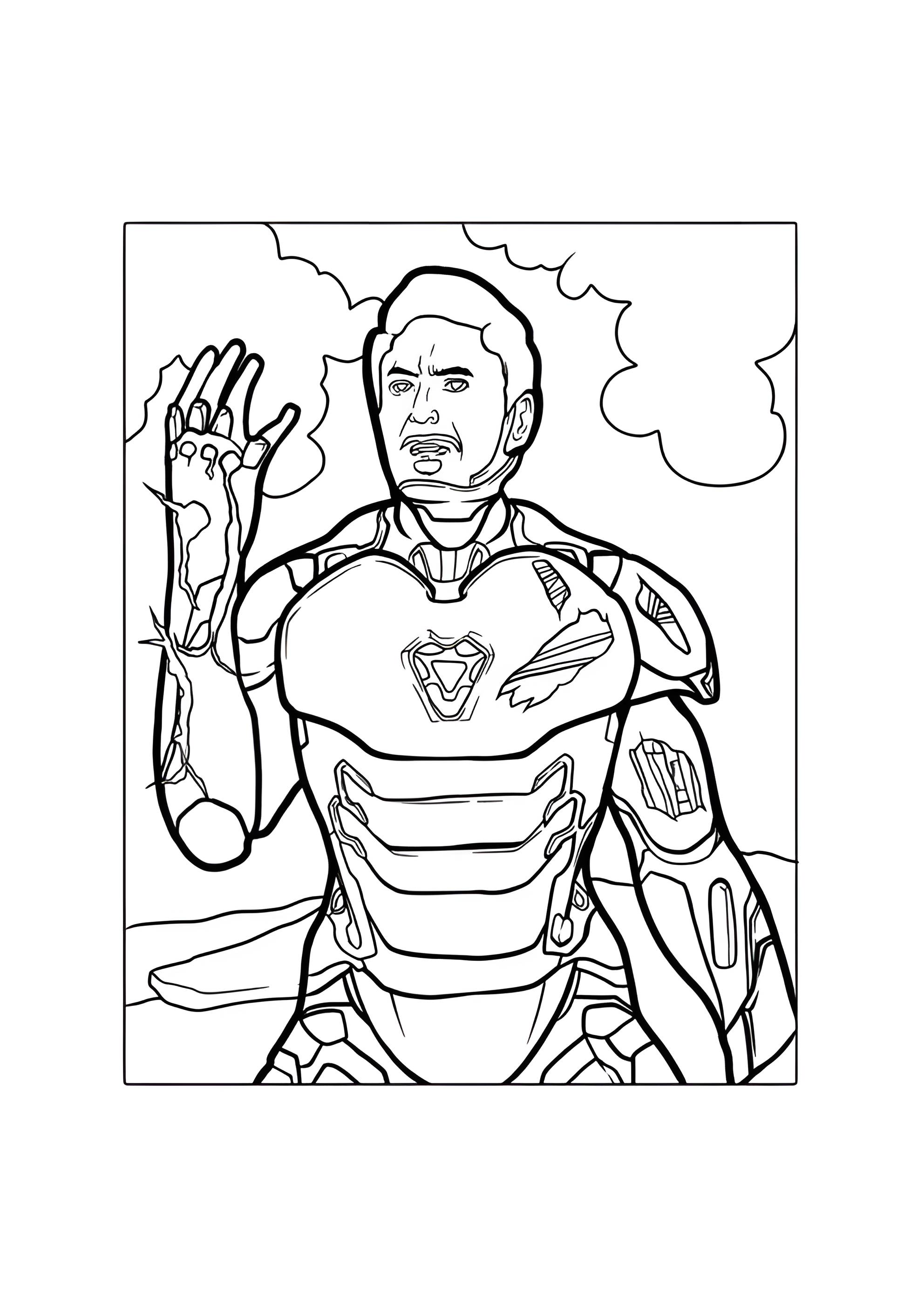 Раскраска Тони Старк с камнями бесконечности