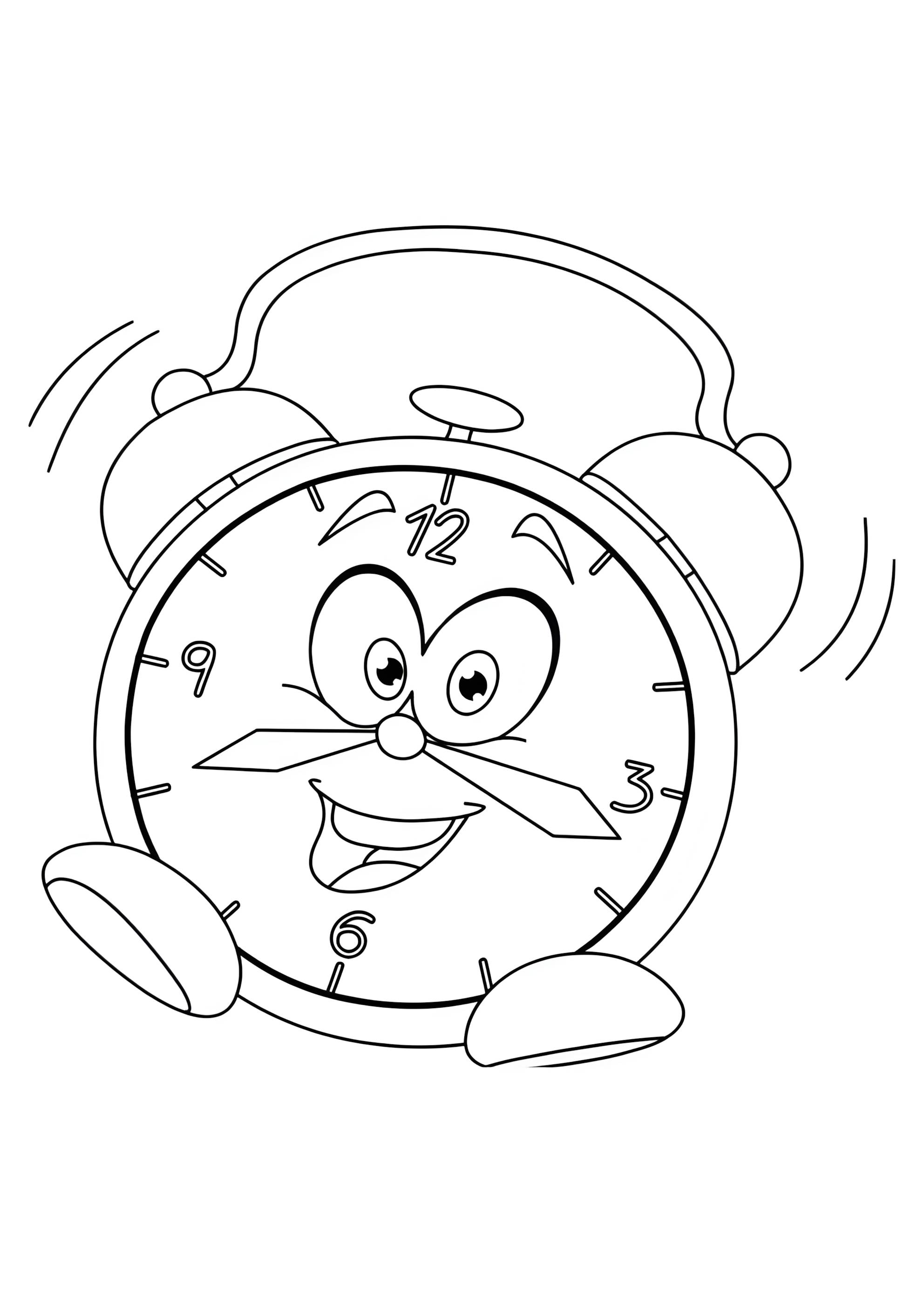 Раскраска Веселые часики будильник