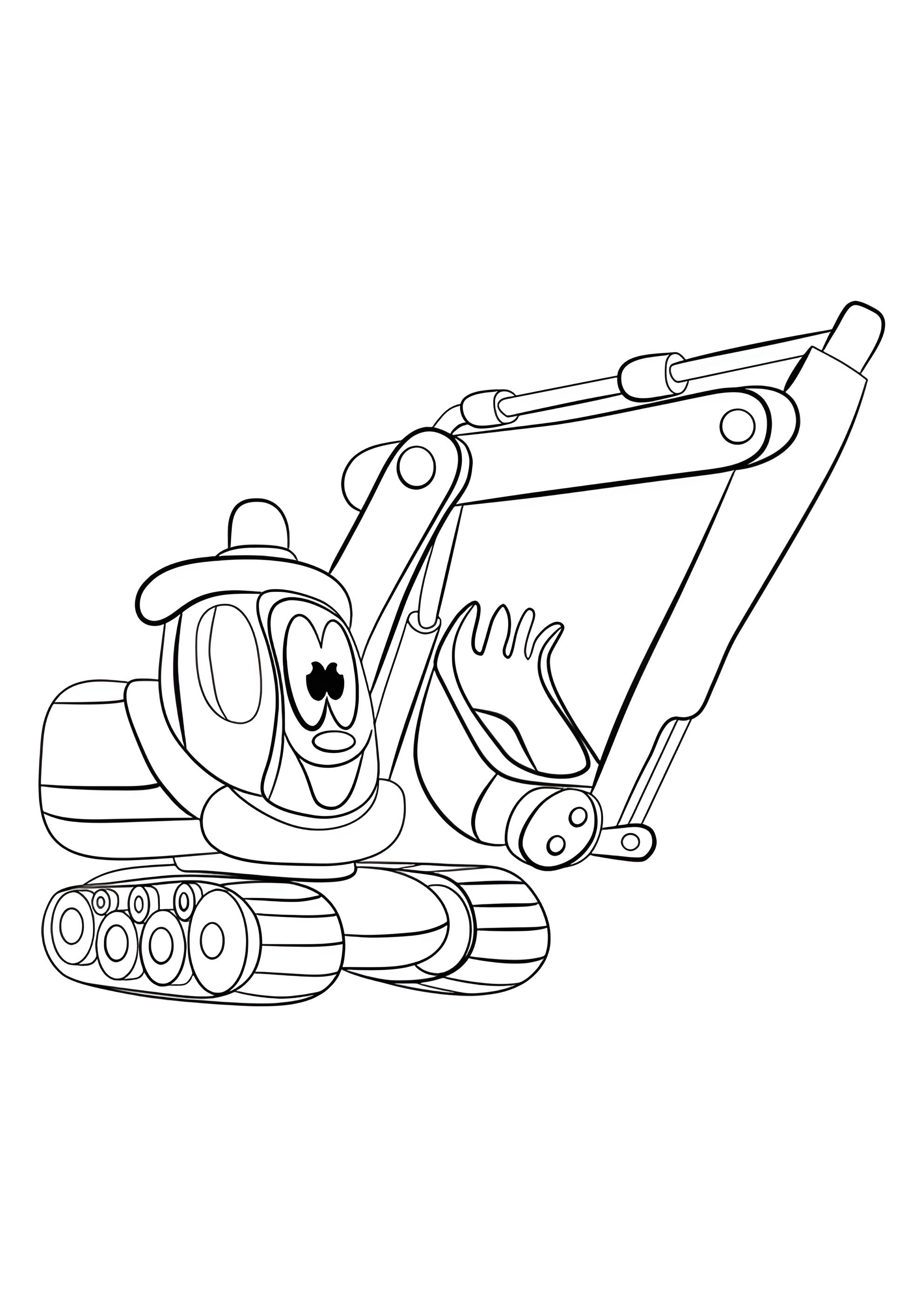 Раскраска Весёлый экскаватор