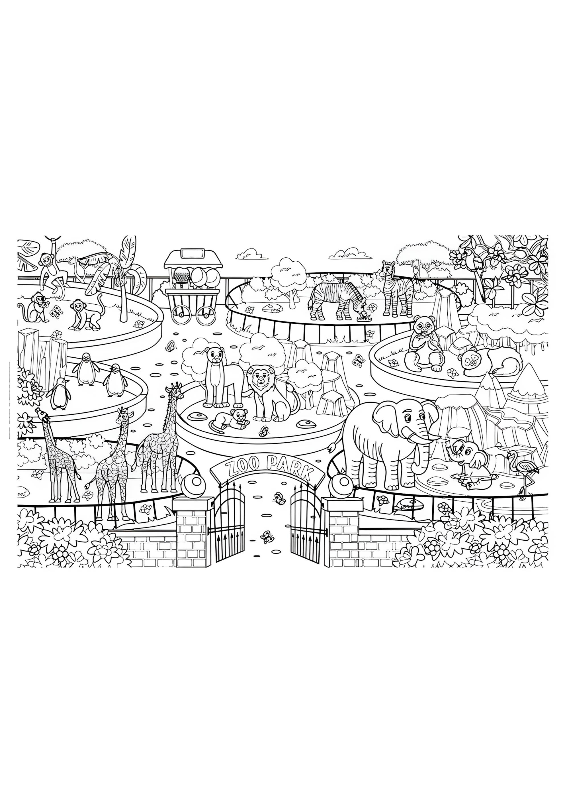 Раскраска Вход в зоопарк