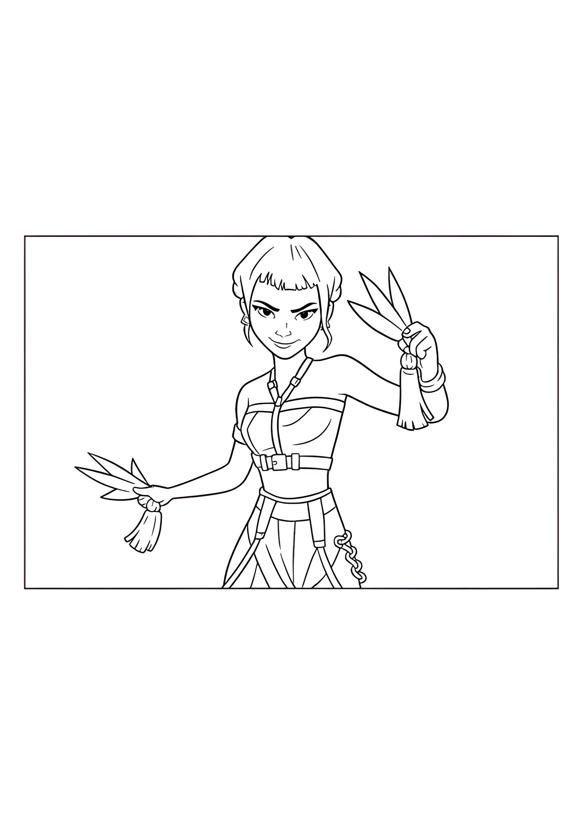 Раскраска Воинственная Зои из охотниц на демонов