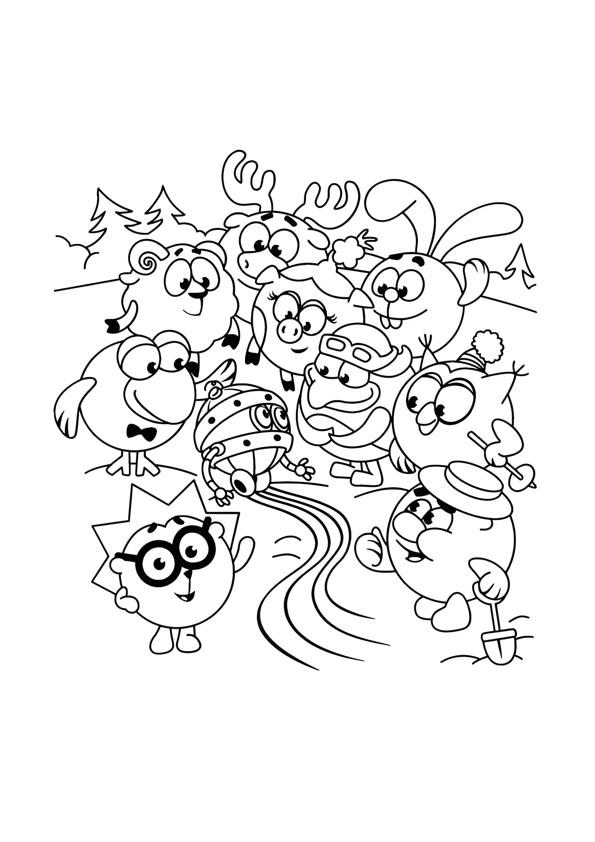 Раскраска Все вместе собрались