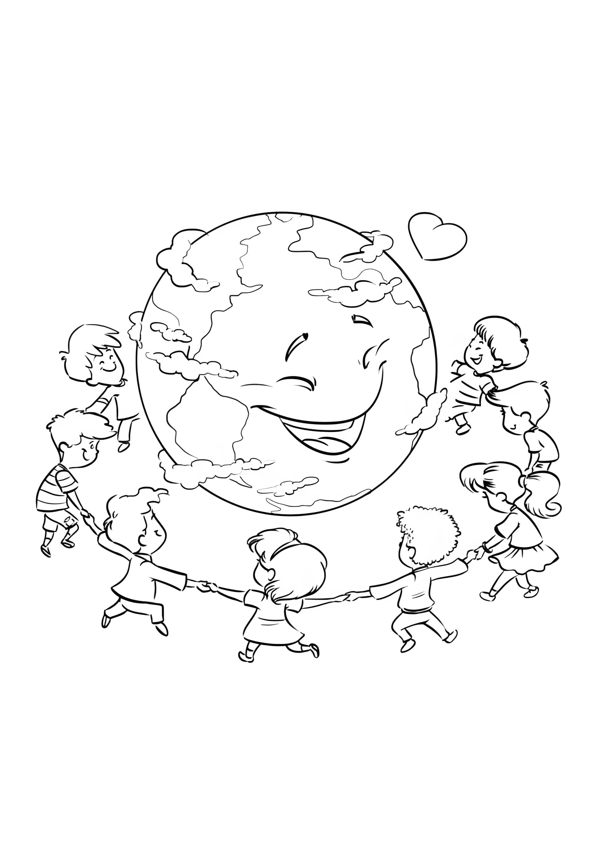 Раскраска Земля Планета и дети